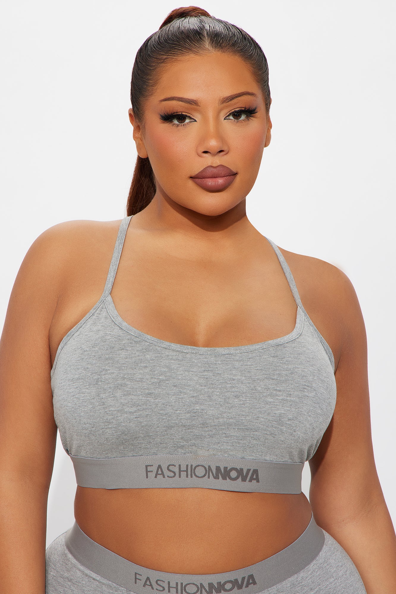 FN Mood Scoop Cami Cotton Bra - Heather Grey