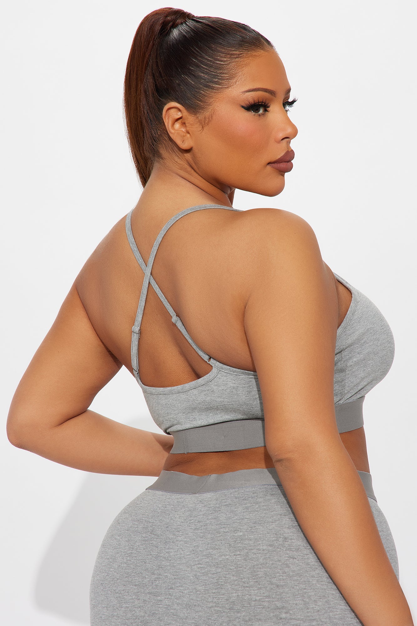 FN Mood Scoop Cami Cotton Bra - Heather Grey