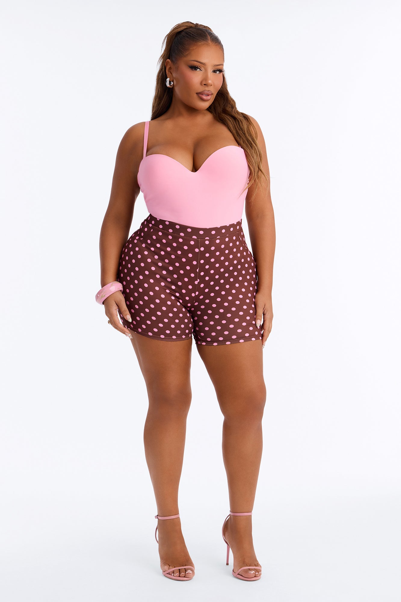 Light Stroll Polka Dot Biker Short - Brown/combo