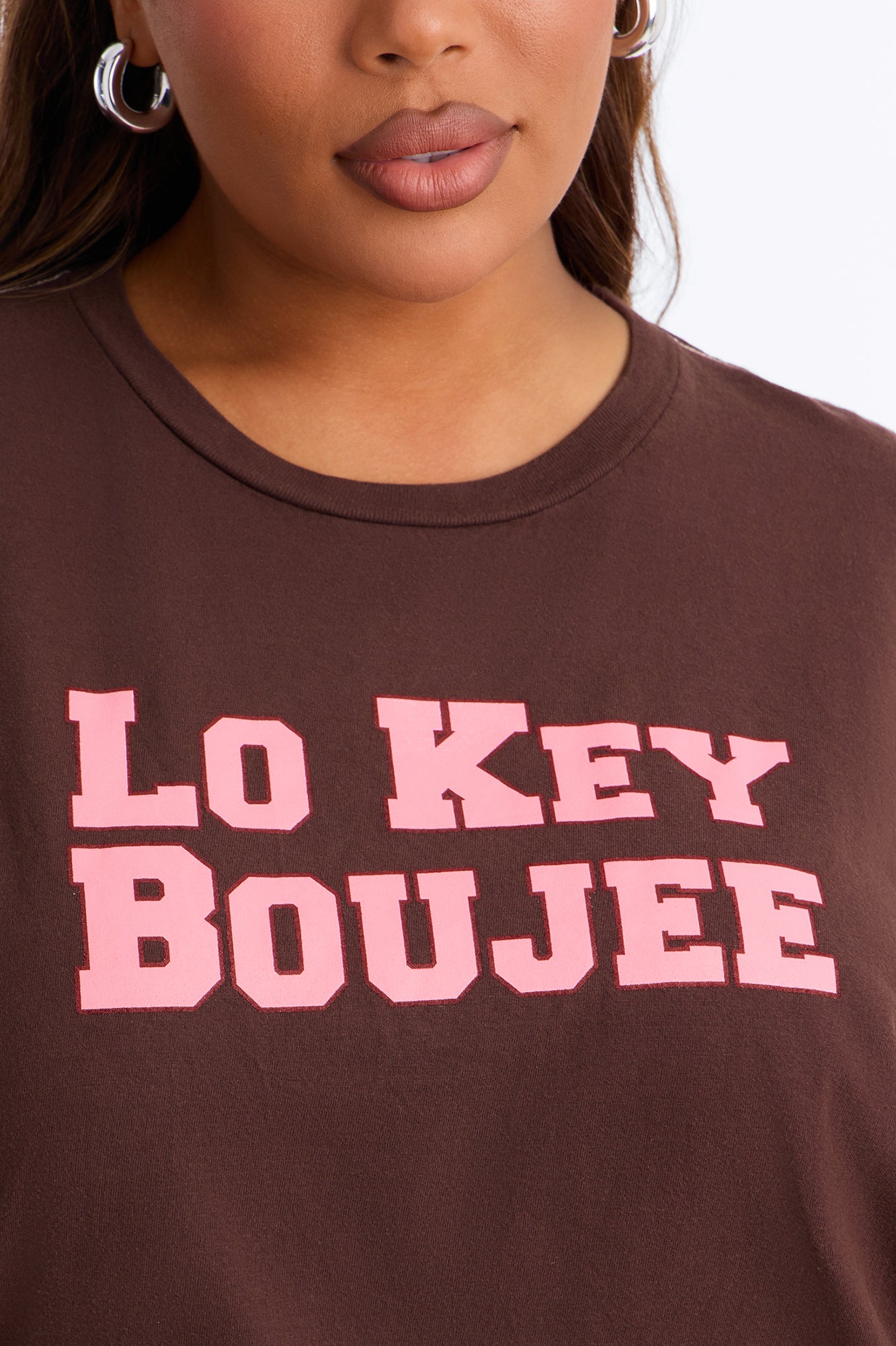 Lo Key Boujee Washed T-Shirt - Chocolate