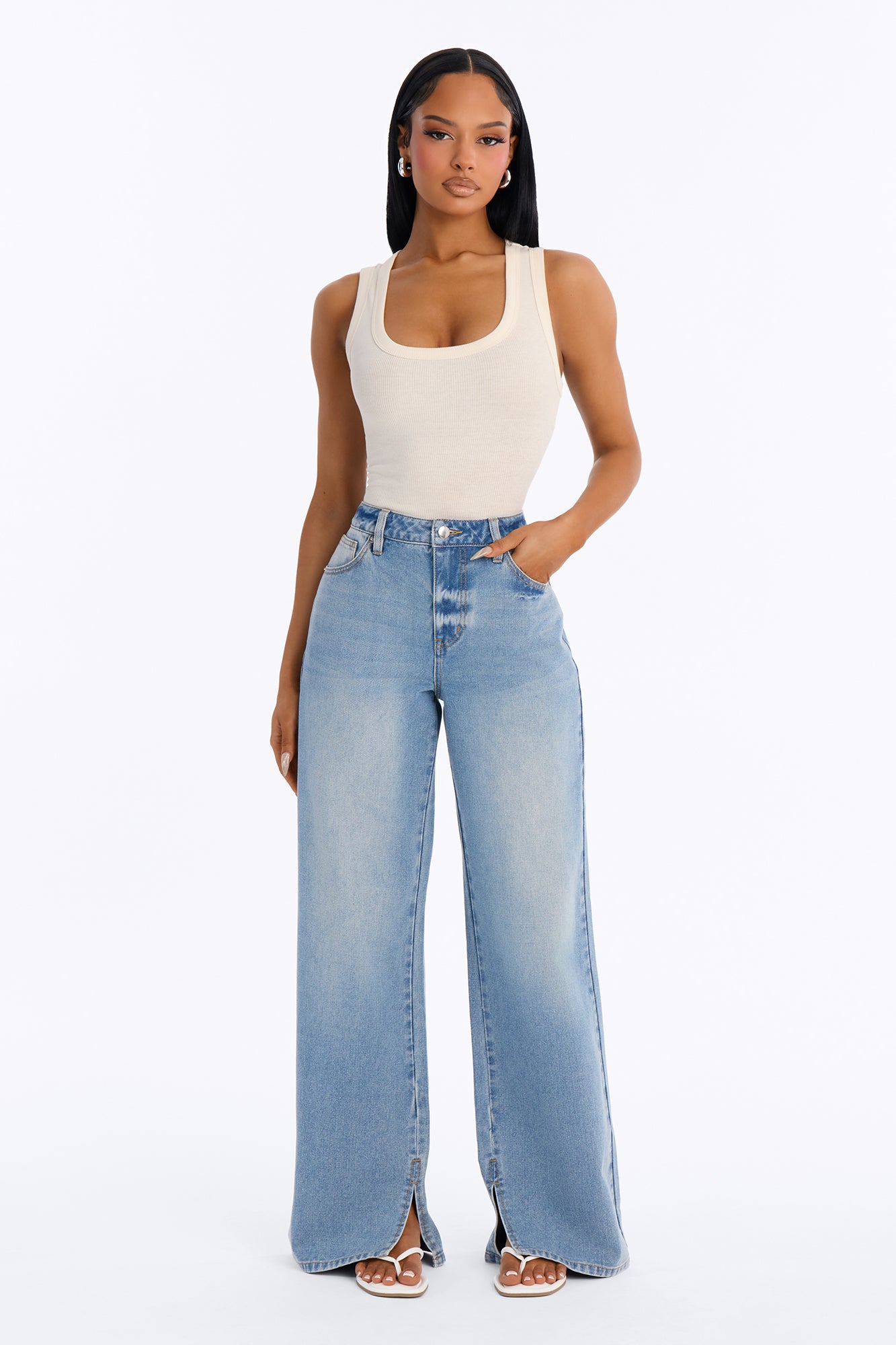 Georgia Non Stretch Basic Jeans - Medium Wash