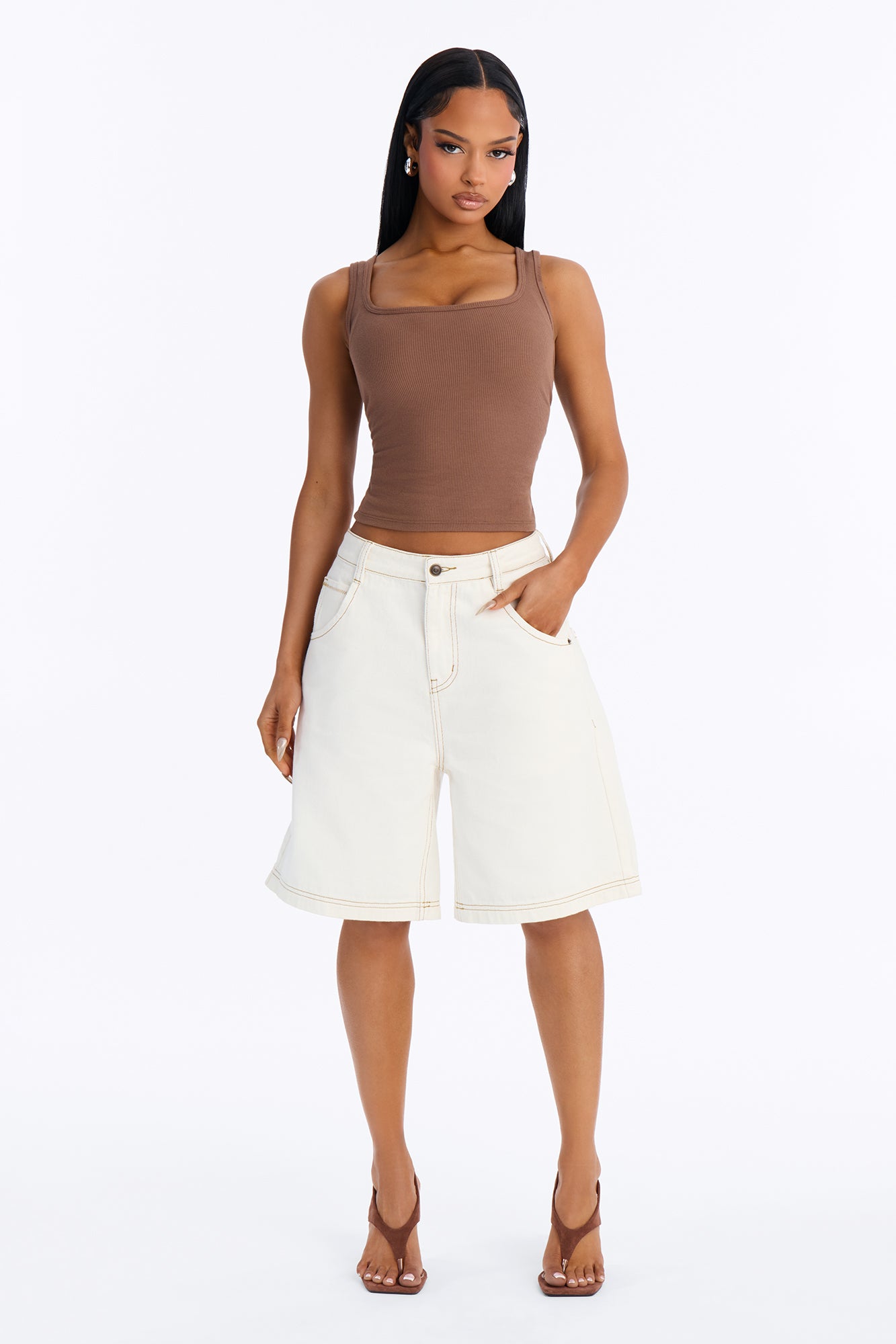 Basic 90's Denim Jorts - Off White