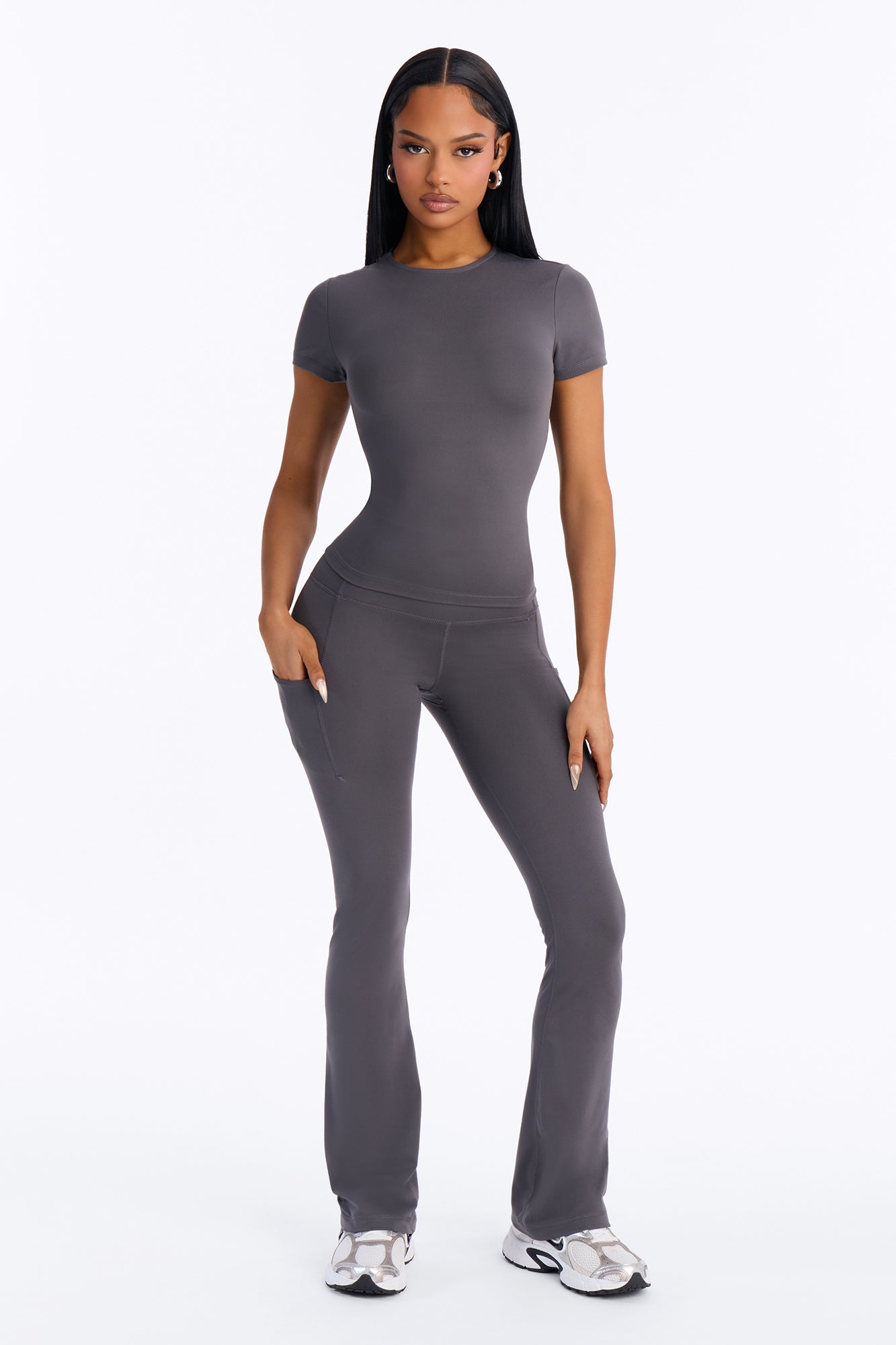 Myla Tricot Lounge Flare Pant - Charcoal