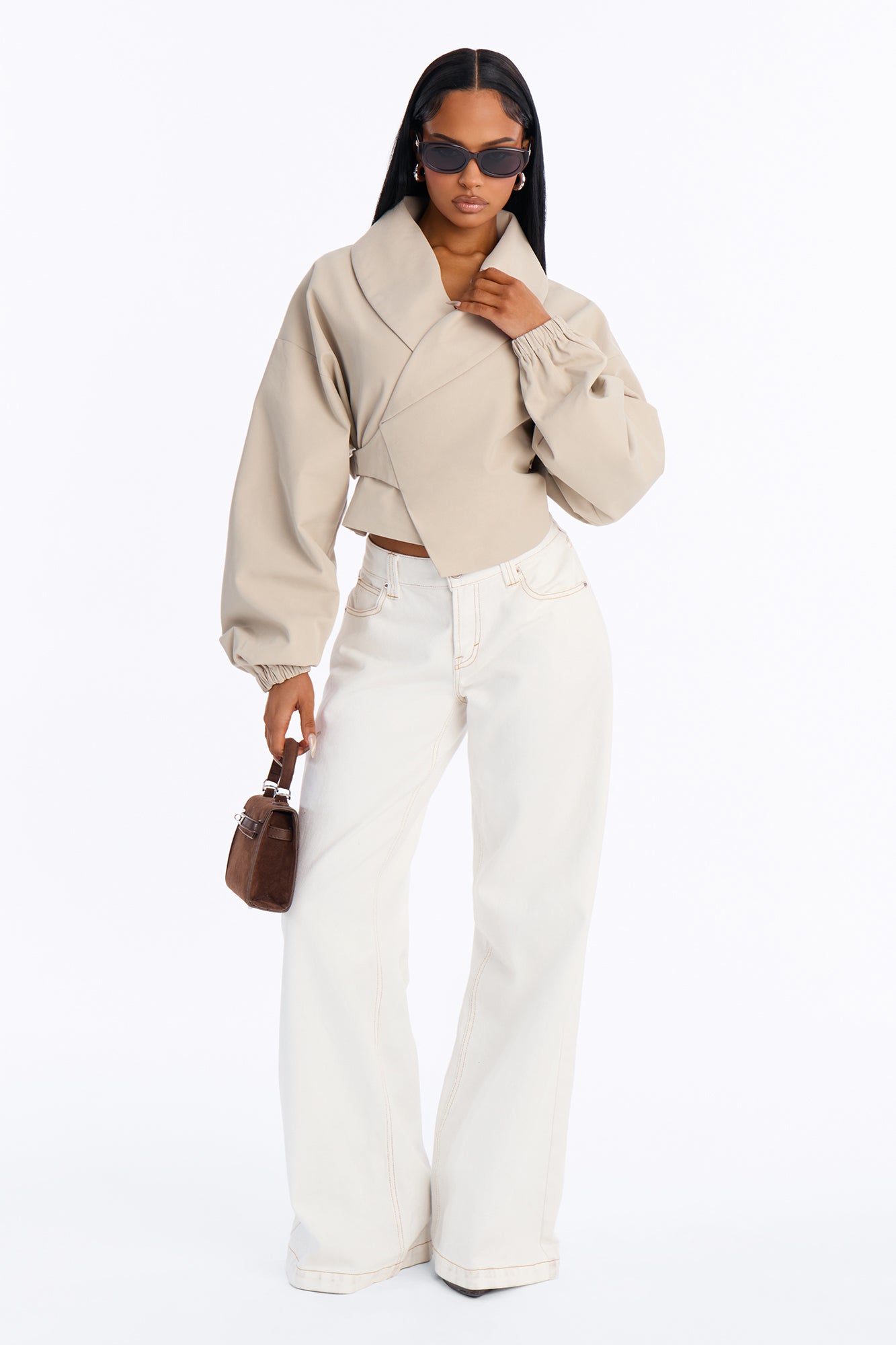 Bianca Barrel Sleeve Jacket - Taupe