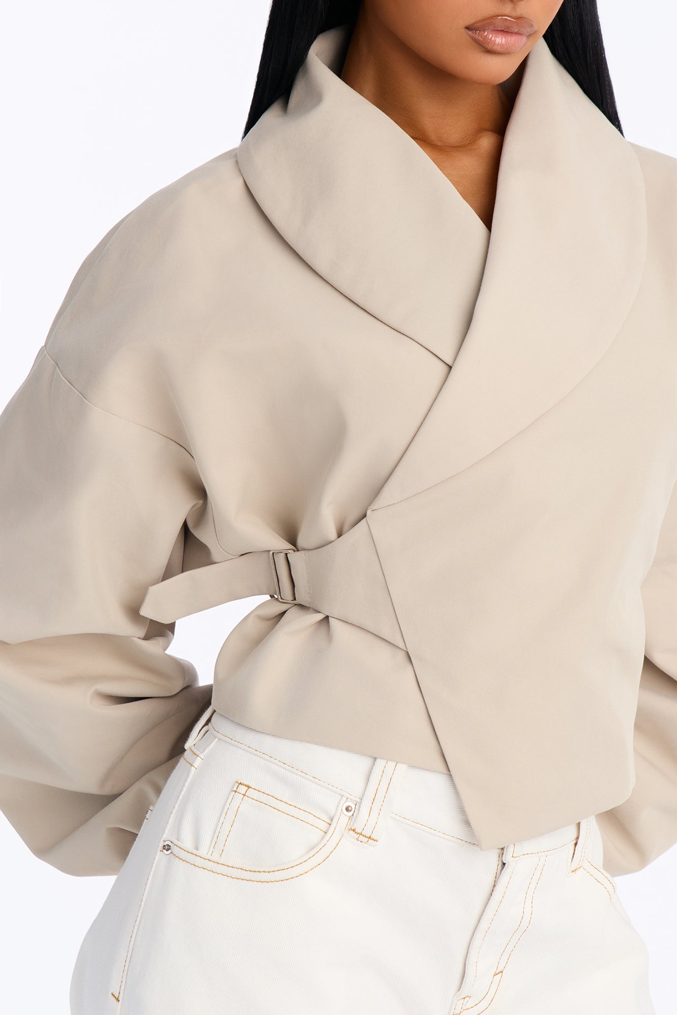 Bianca Barrel Sleeve Jacket - Taupe