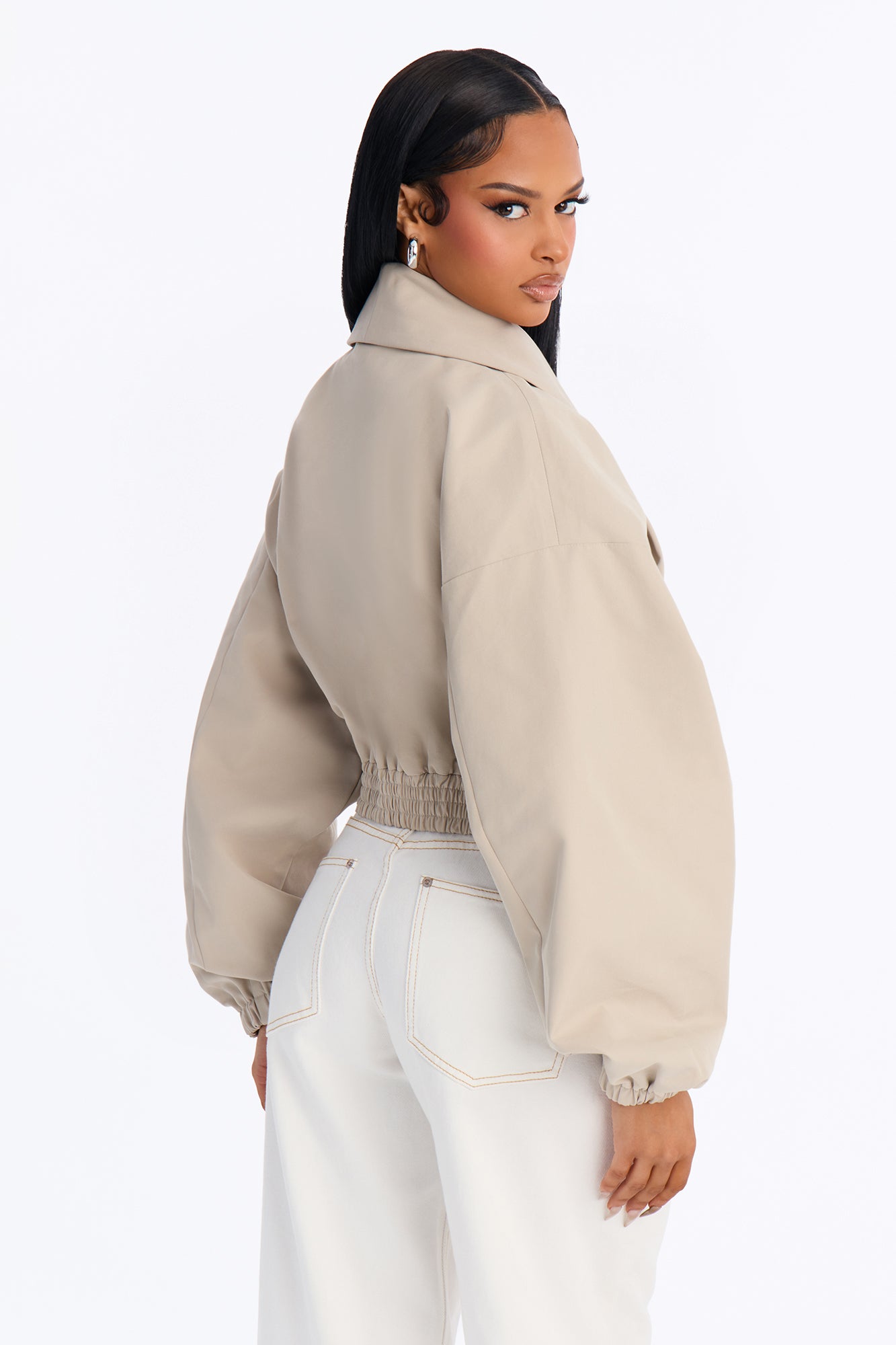 Bianca Barrel Sleeve Jacket - Taupe