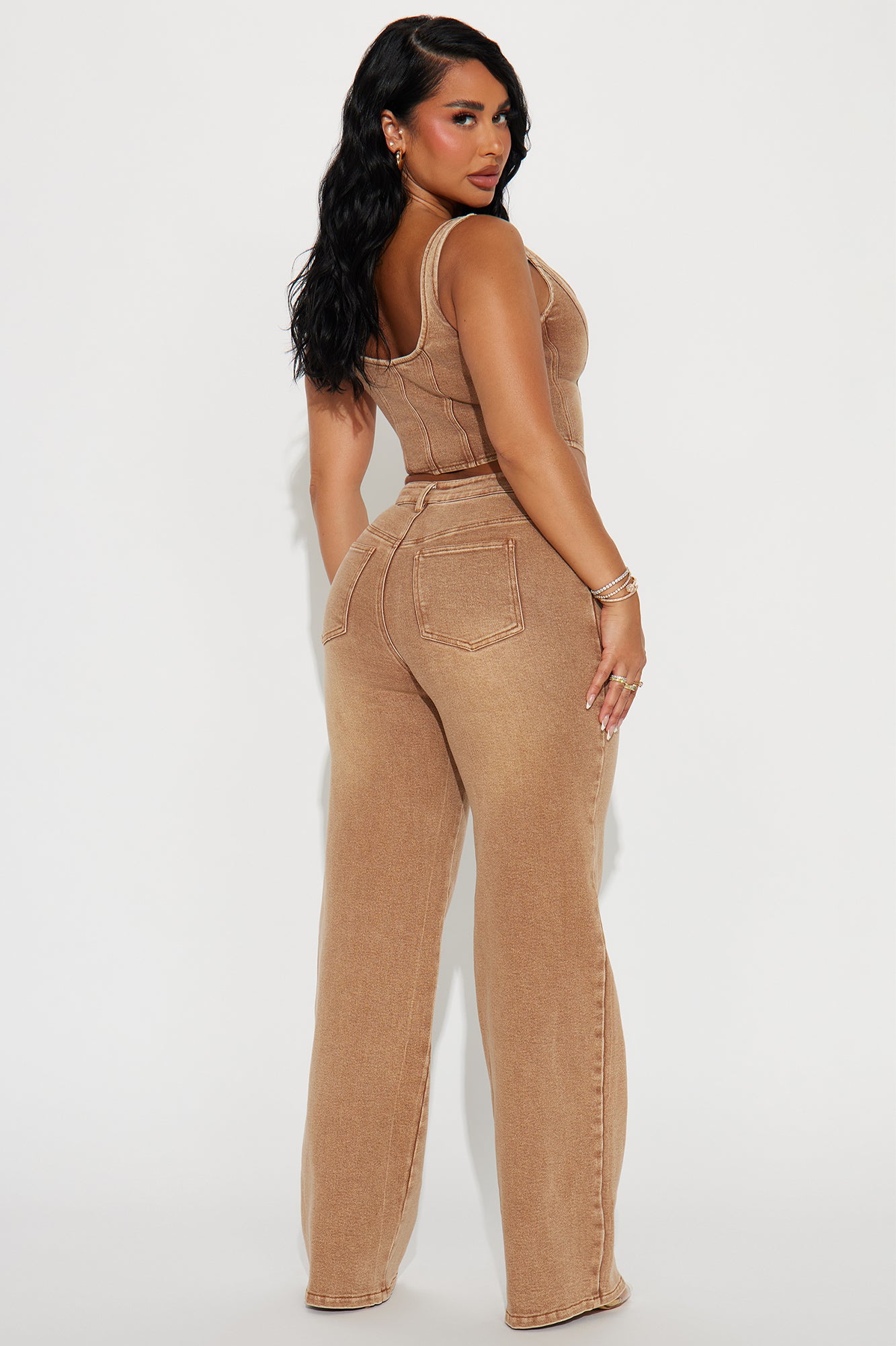 Not My First Rodeo Denim Pant Set - Brown