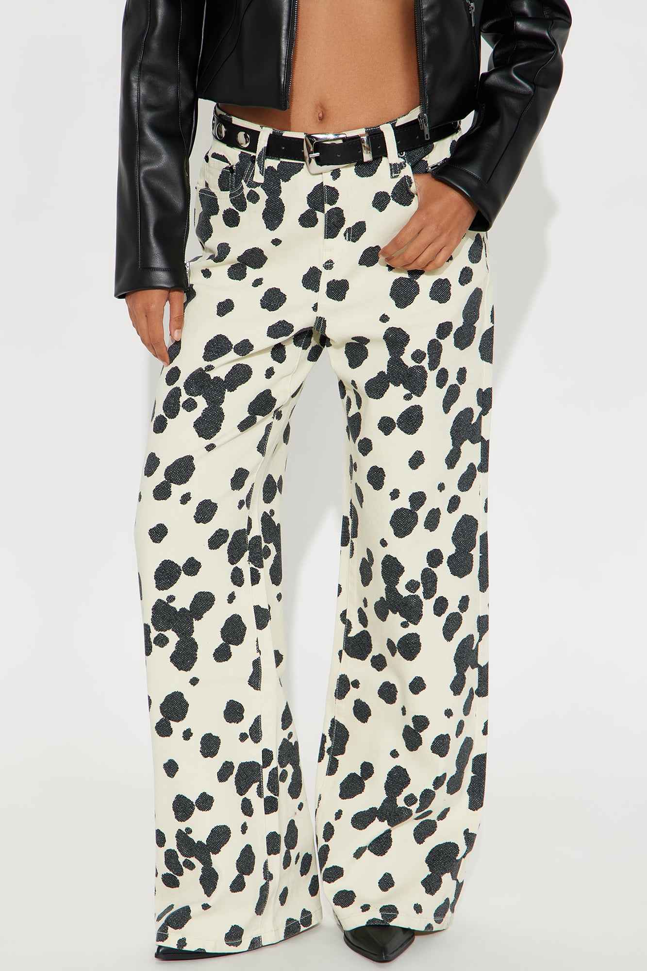 Something Sweet Baggy Printed Jeans - Black/White