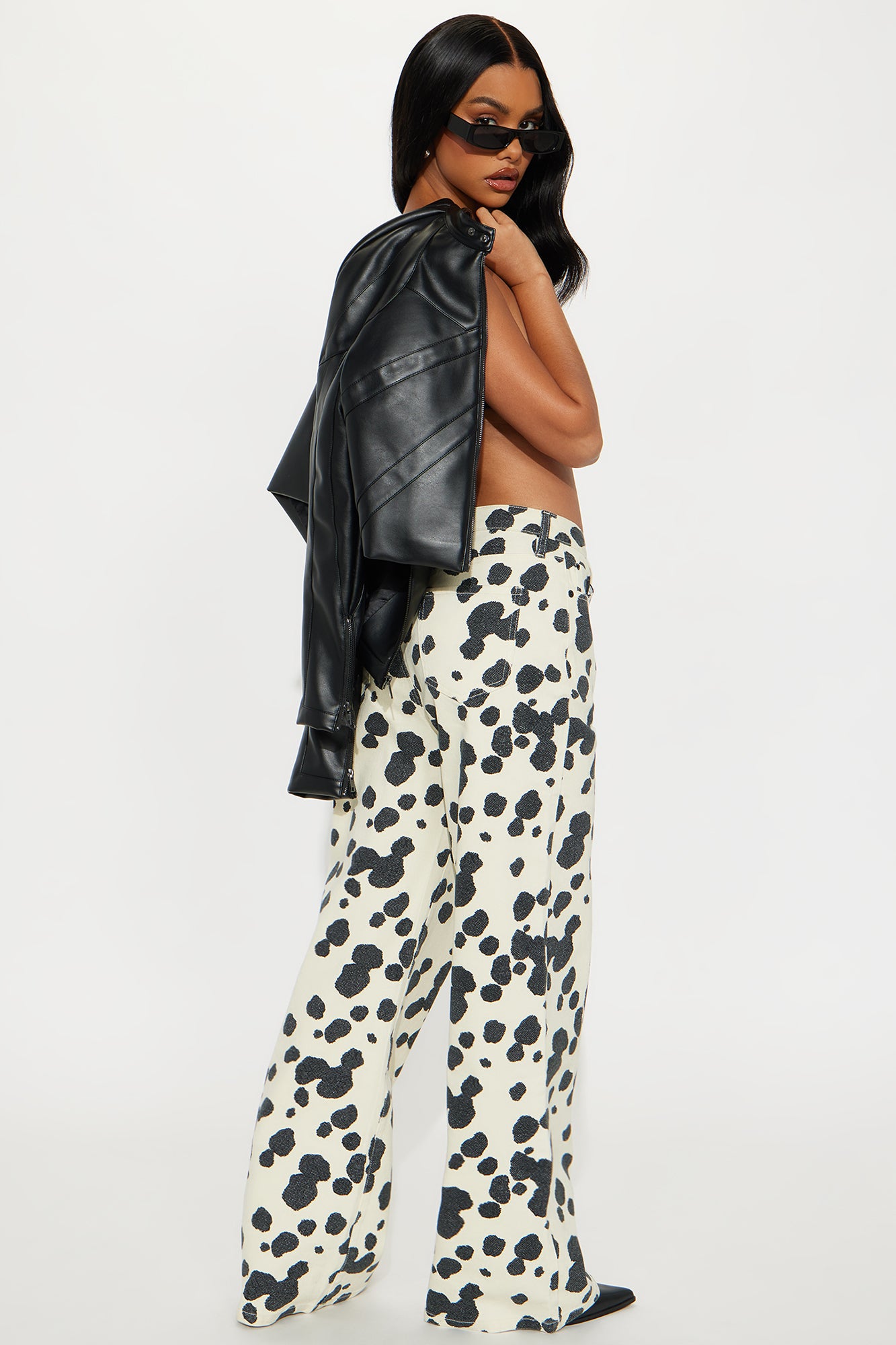 Something Sweet Baggy Printed Jeans - Black/White