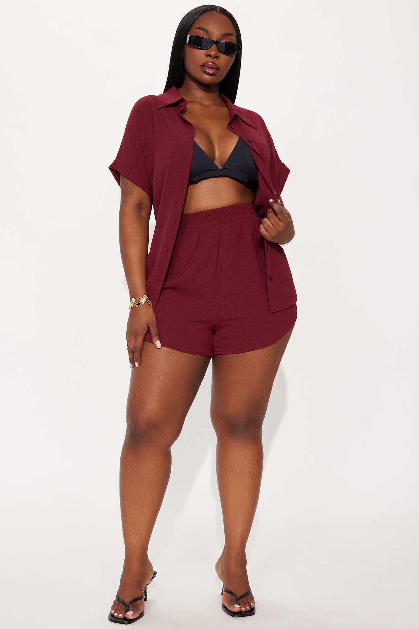 Hot Summer Short Set - Burgundy