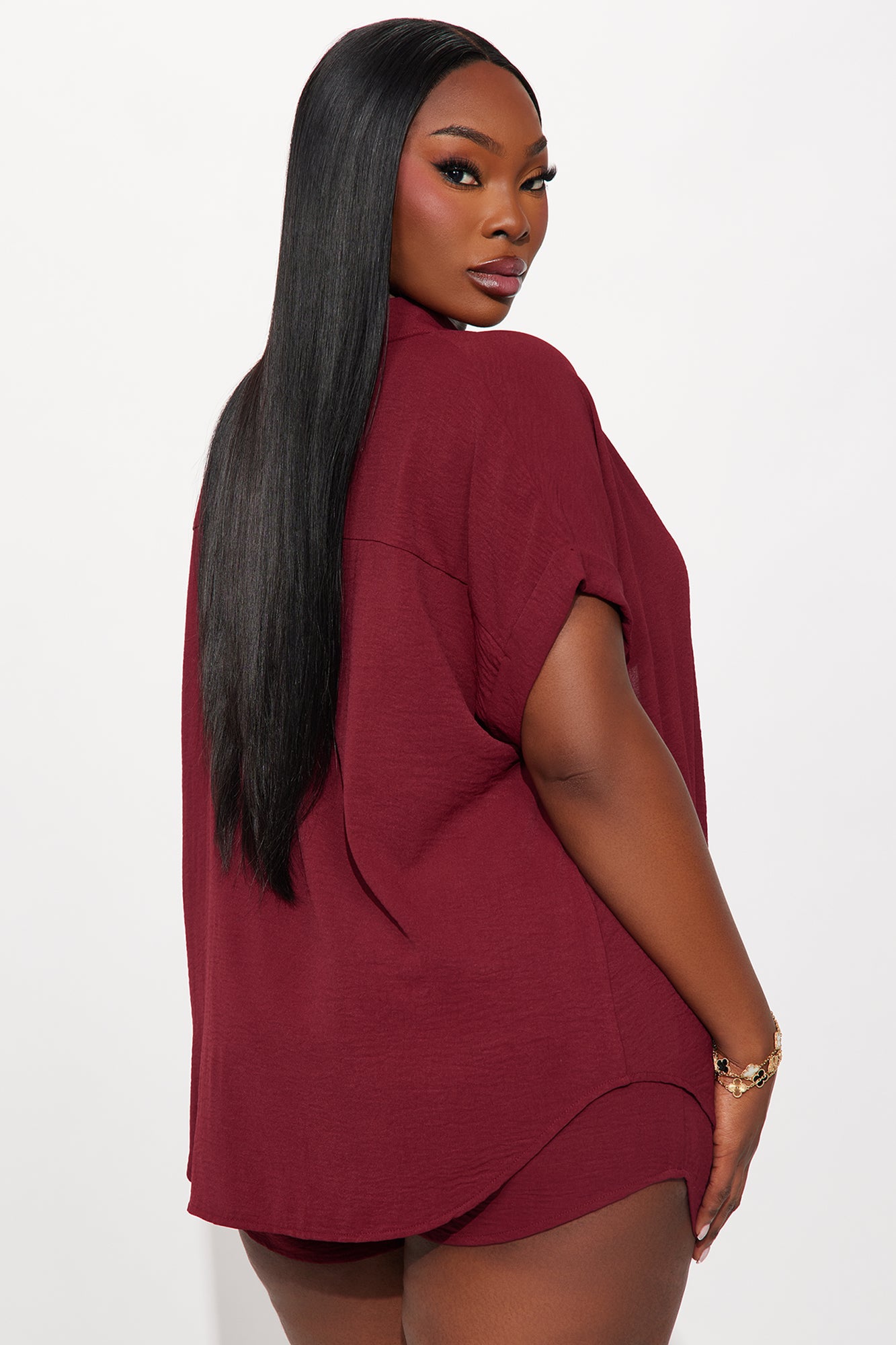 Hot Summer Short Set - Burgundy