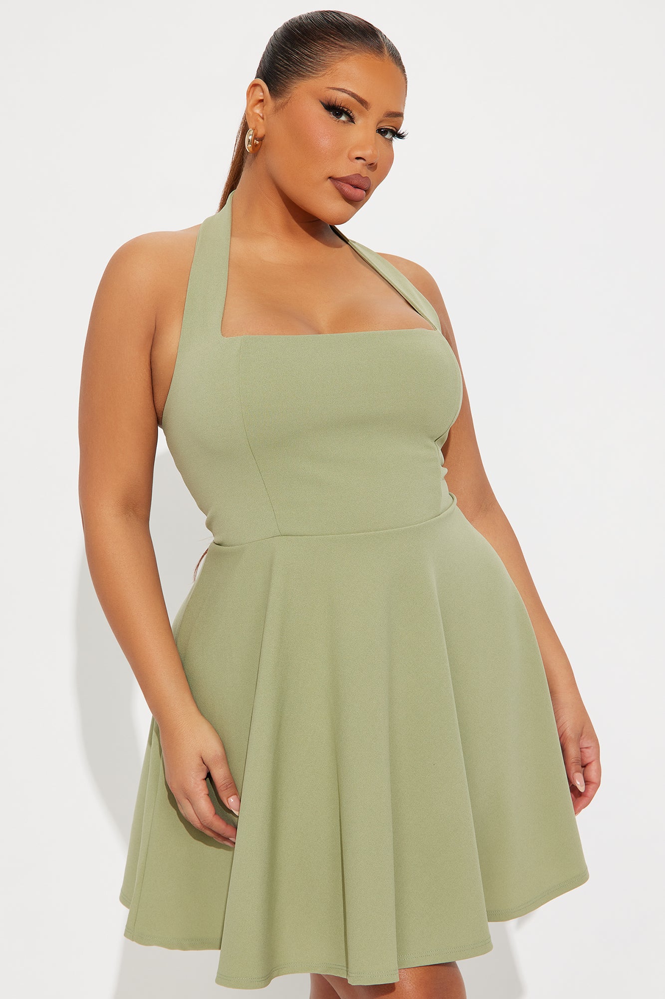 Alena Halter Mini Dress - Sage