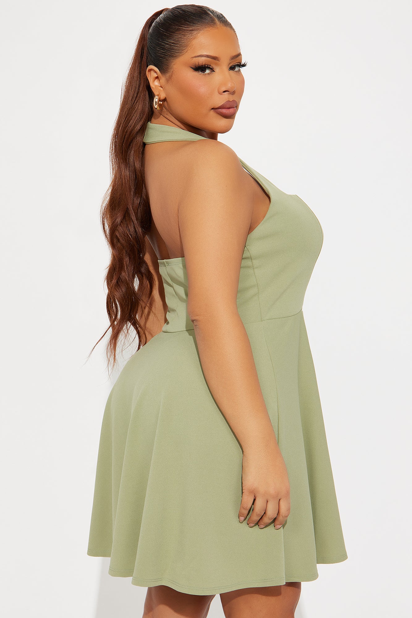 Alena Halter Mini Dress - Sage