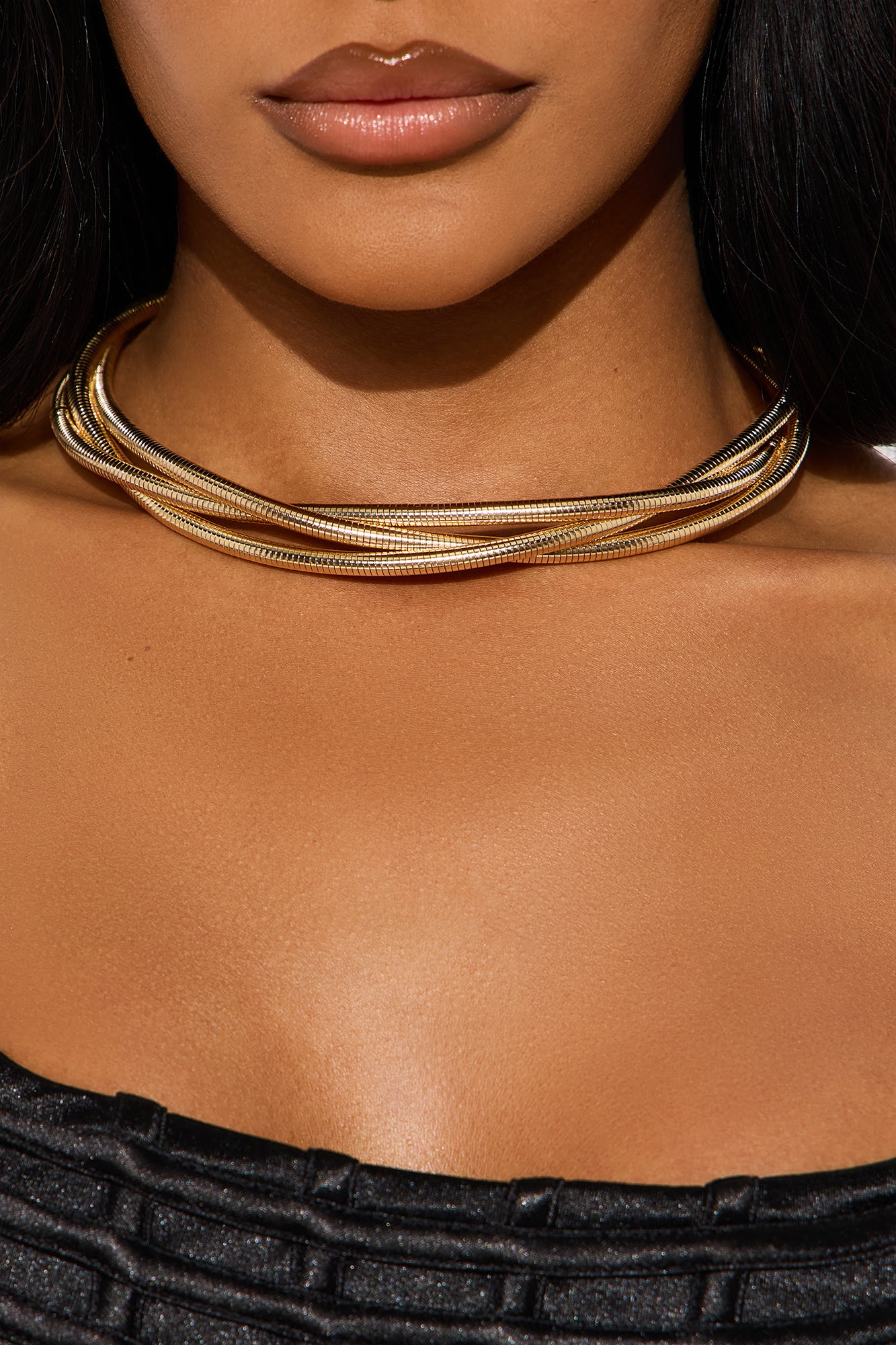 Mallory Layered Choker Necklace - Gold