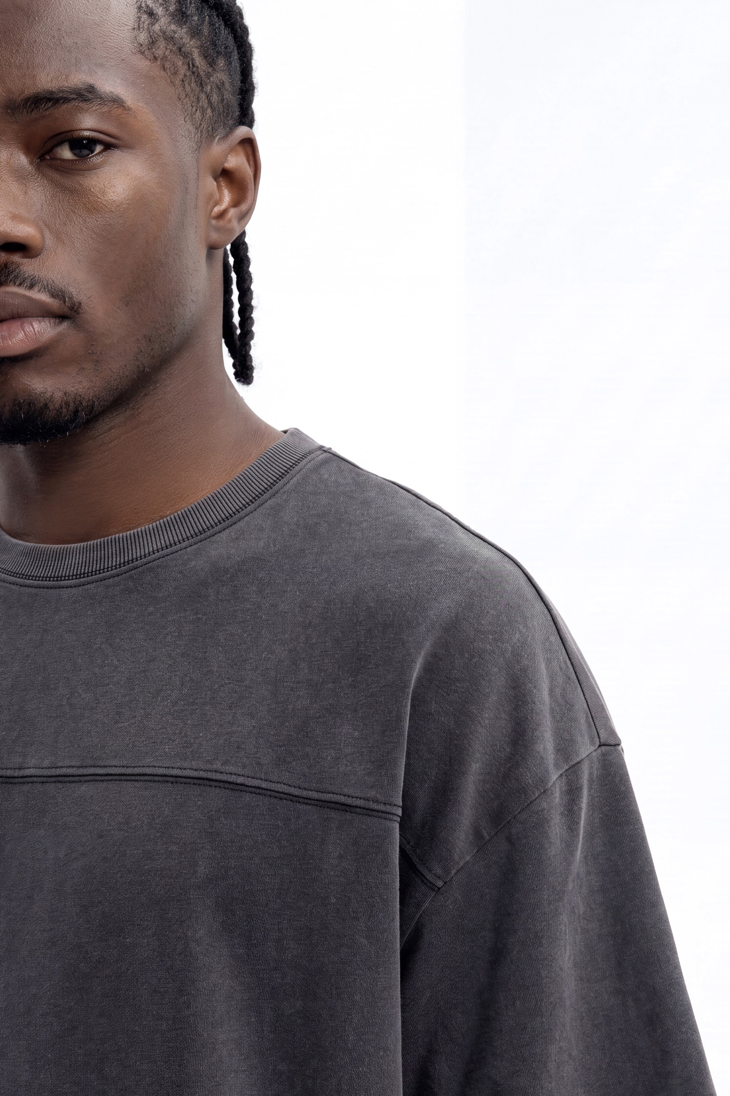 Soft Touch Washed Interlock Oversized Tee - Black Wash