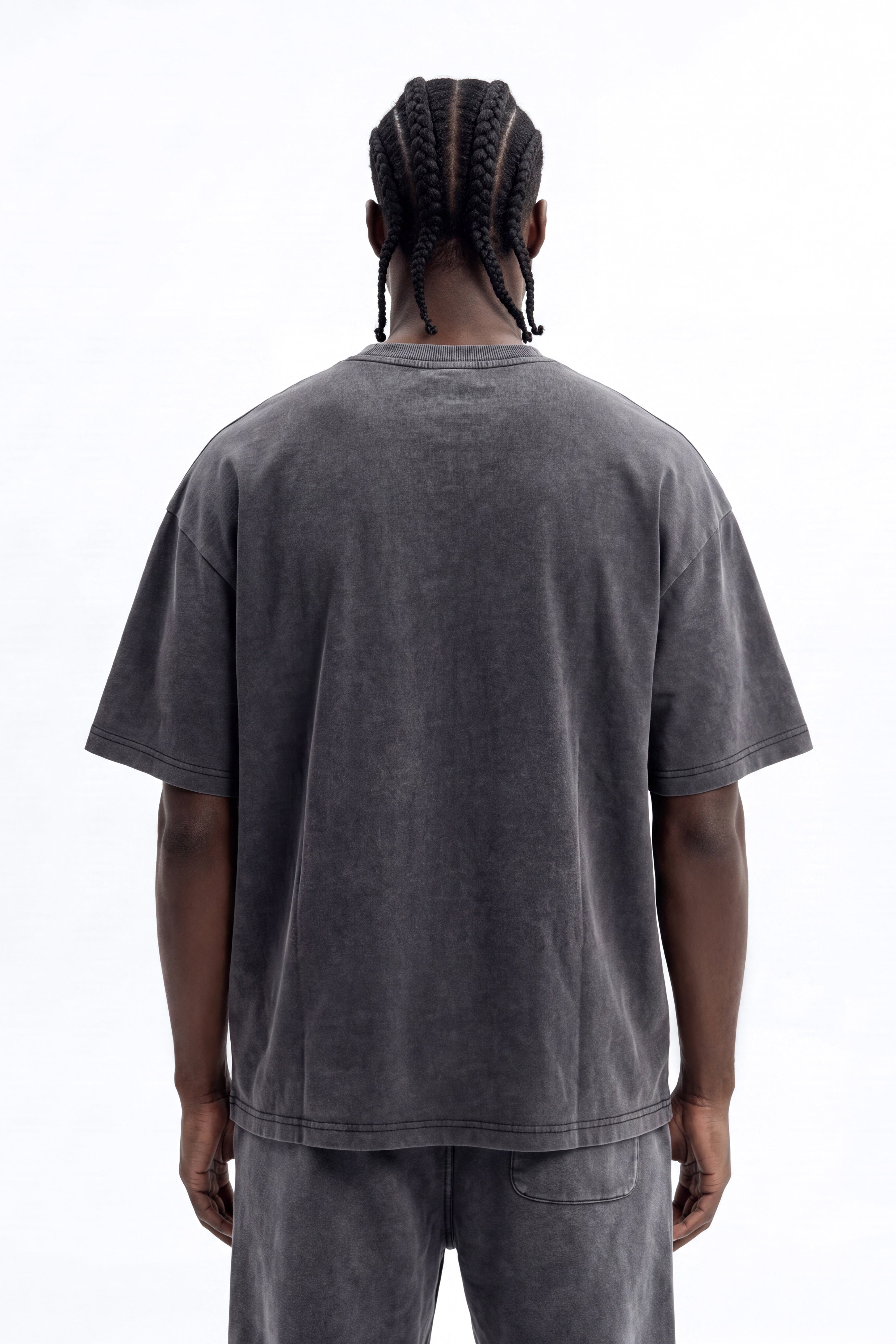 Soft Touch Washed Interlock Oversized Tee - Black Wash