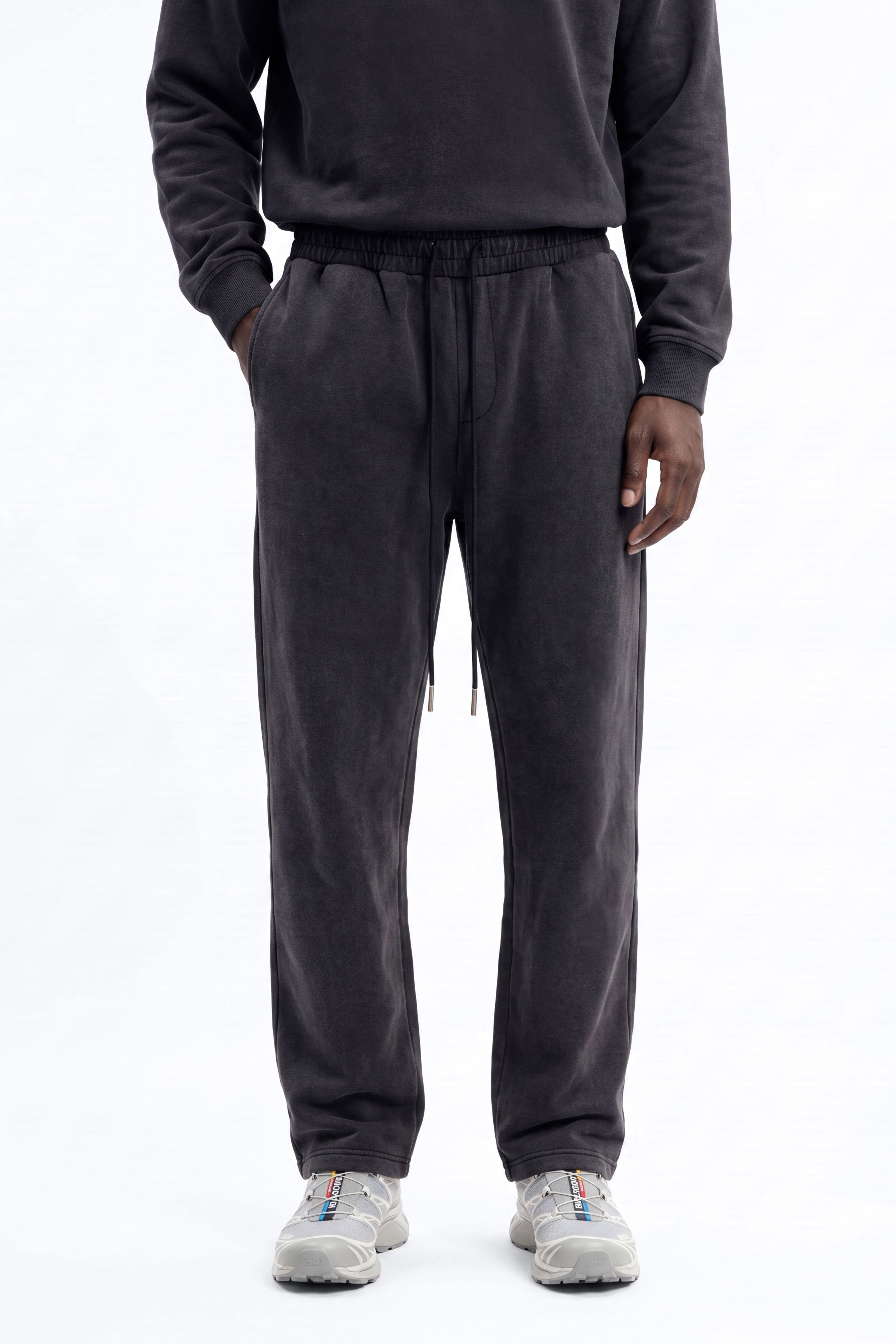 Soft Touch Washed Interlock Straight Leg Sweatpant - Black Wash