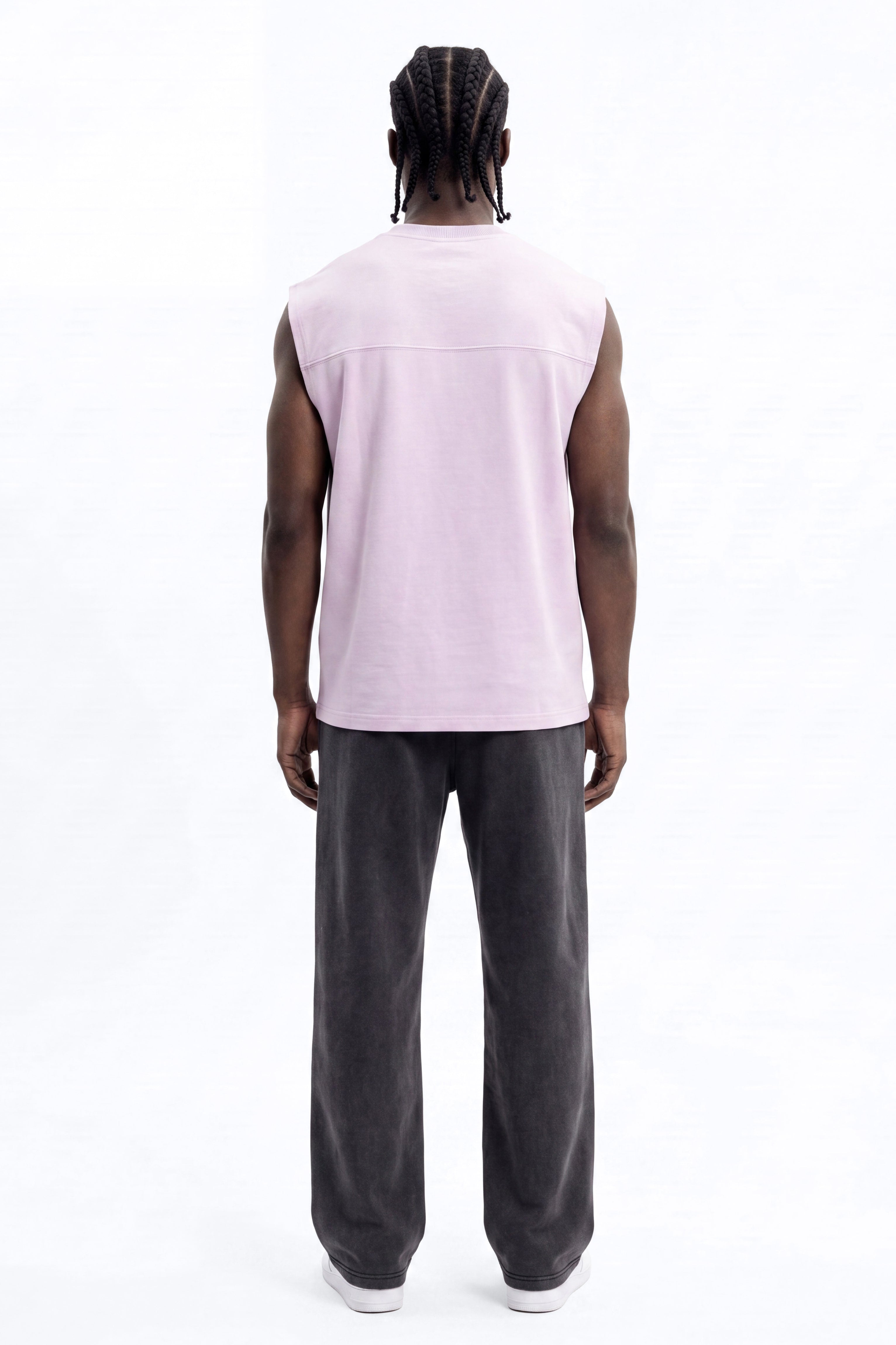 Soft Touch Washed Interlock Oversized Muscle Tee - Purple