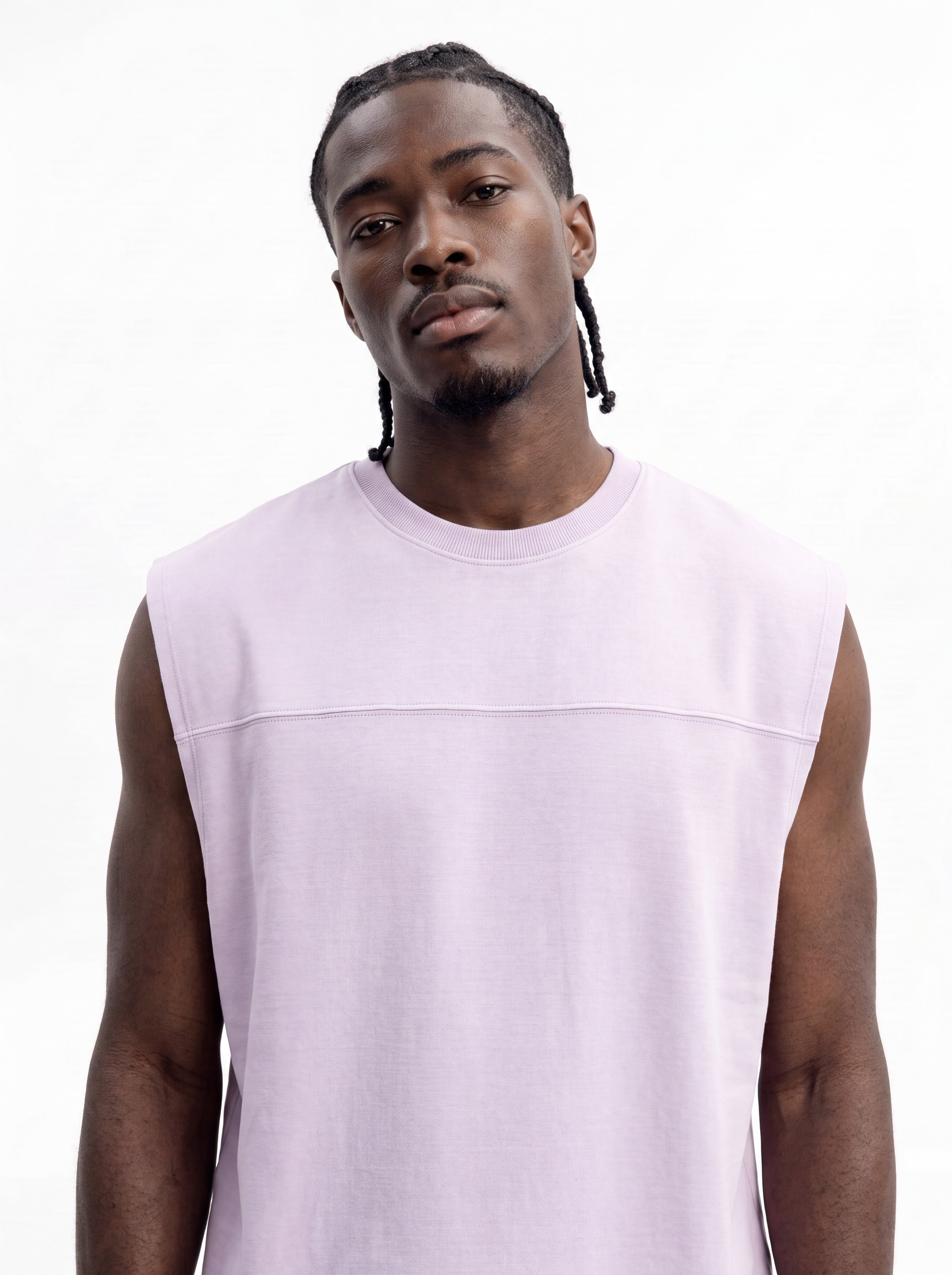 Soft Touch Washed Interlock Oversized Muscle Tee - Purple