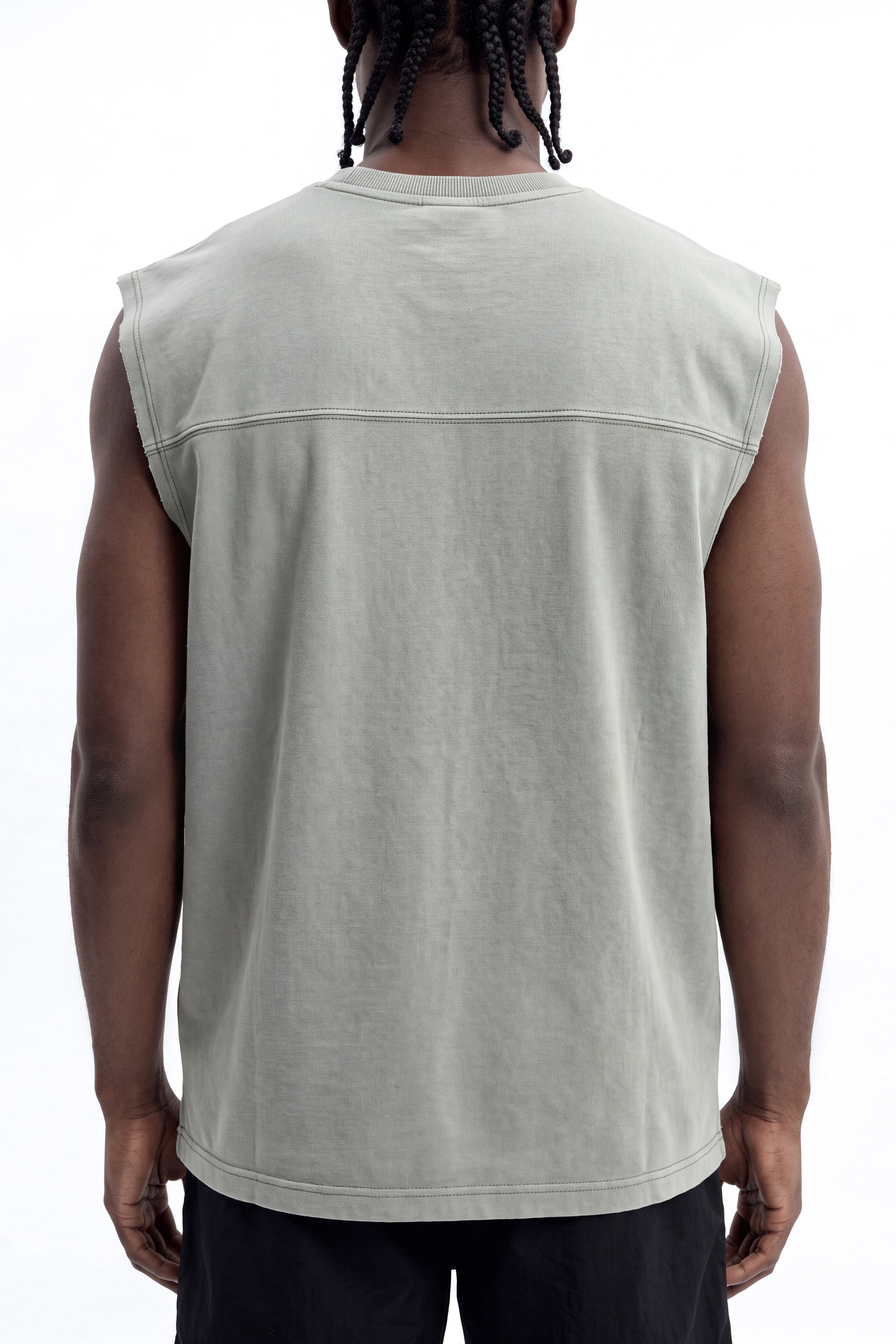 Soft Touch Washed Interlock Oversized Muscle Tee - Olive