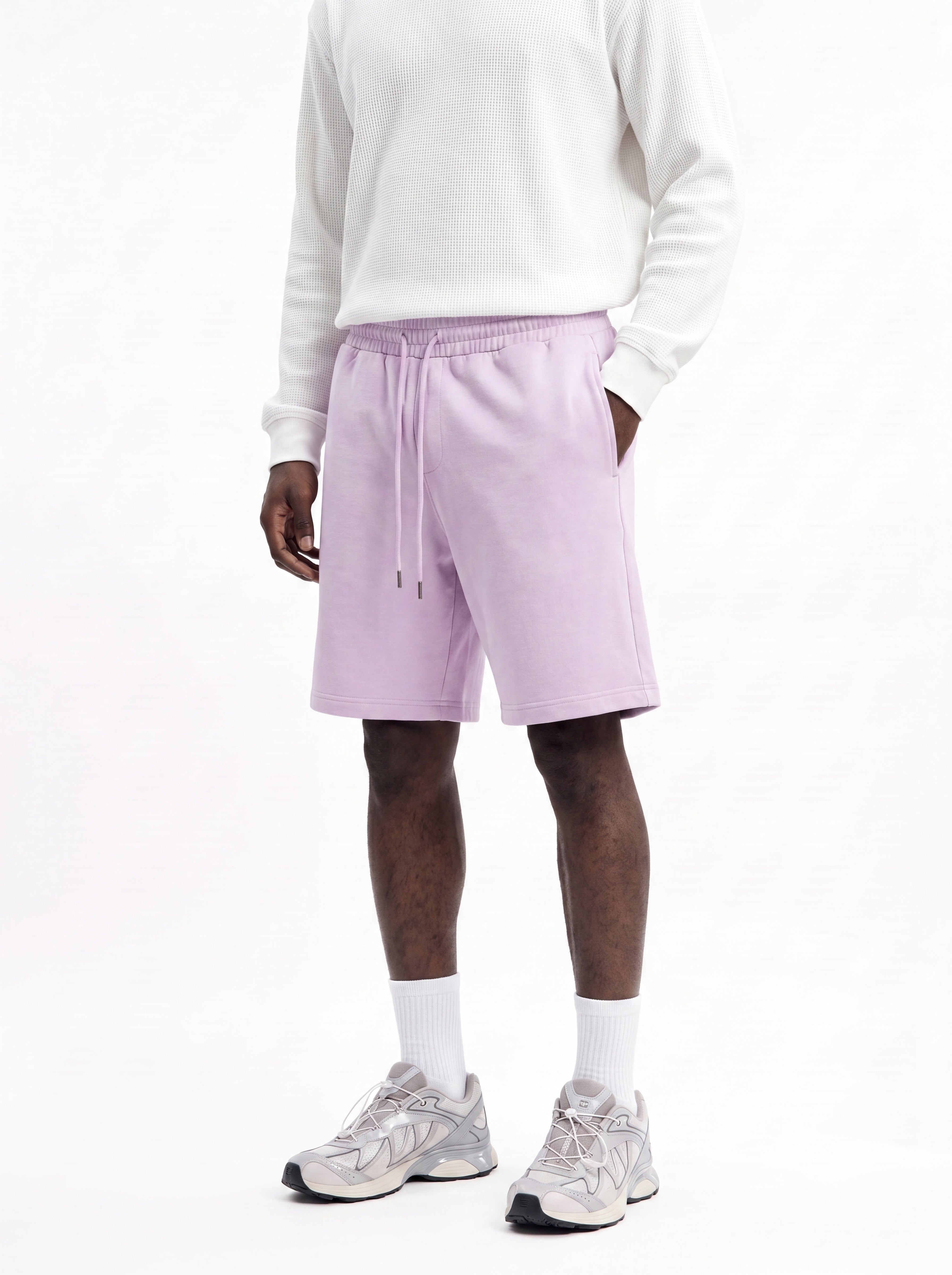 Soft Touch Washed Interlock Relaxed Sweatshort - Purple