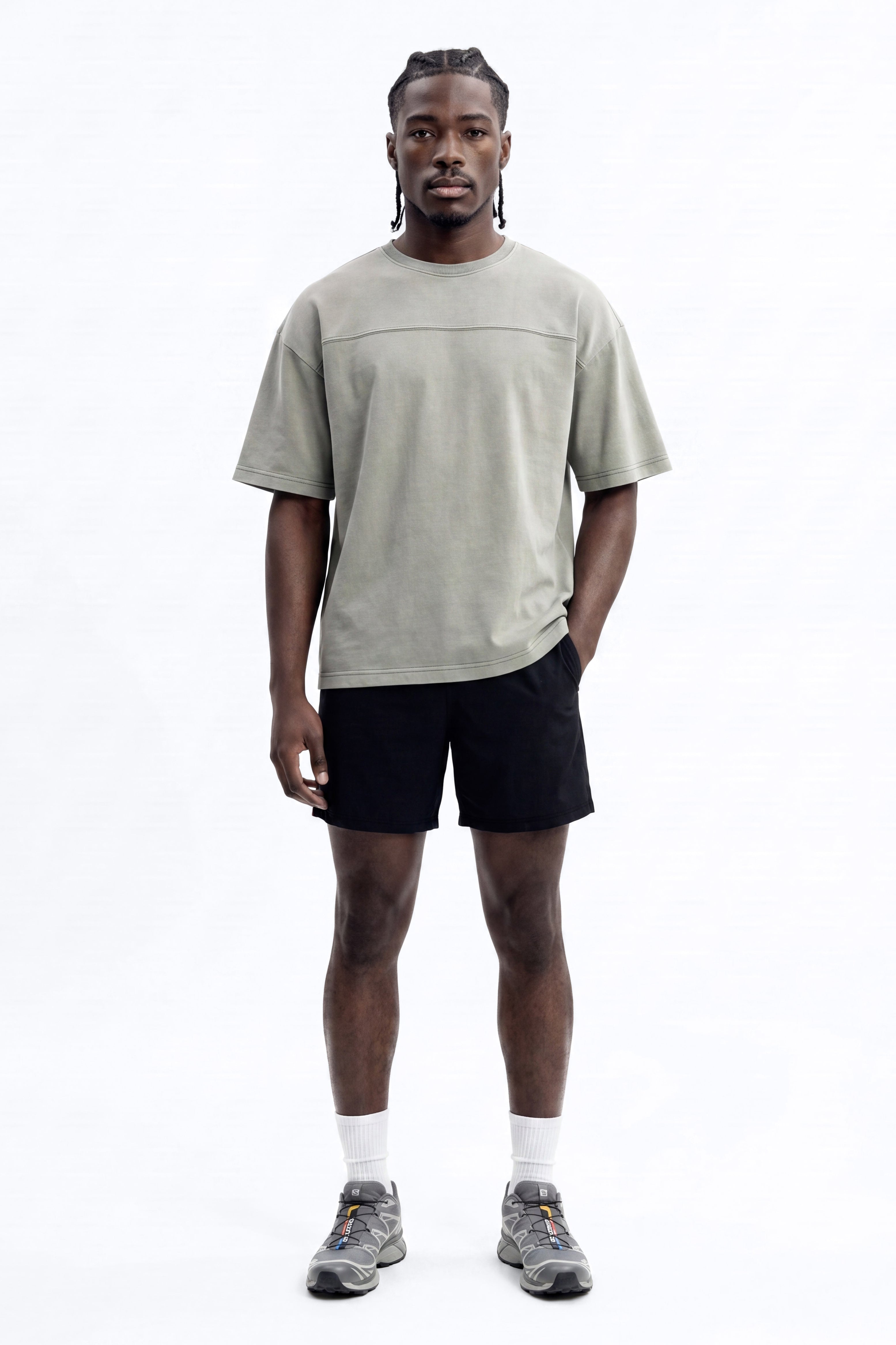 Soft Touch Washed Interlock Oversized Tee - Olive