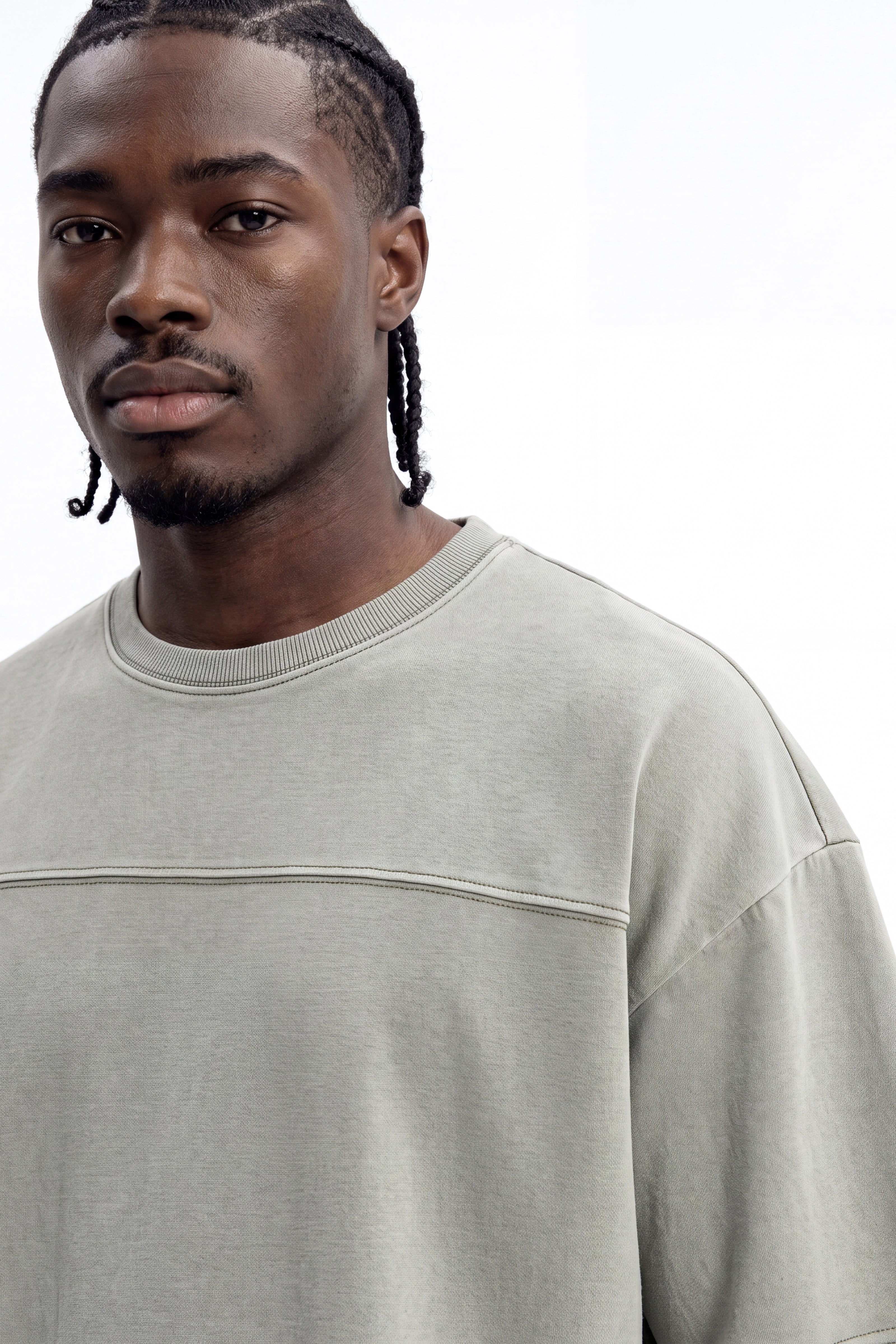 Soft Touch Washed Interlock Oversized Tee - Olive