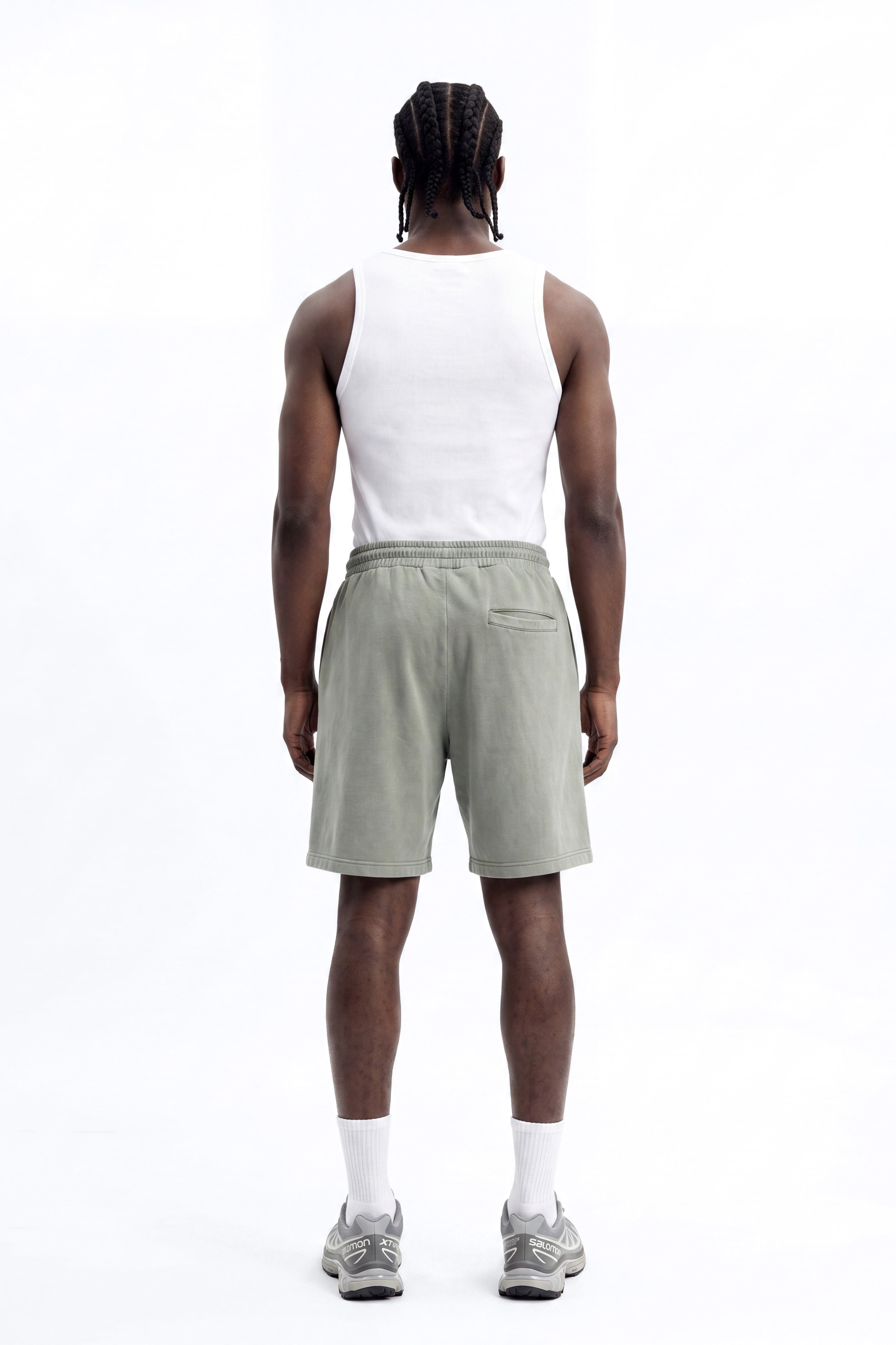 Soft Touch Washed Interlock Relaxed Sweatshort - Olive