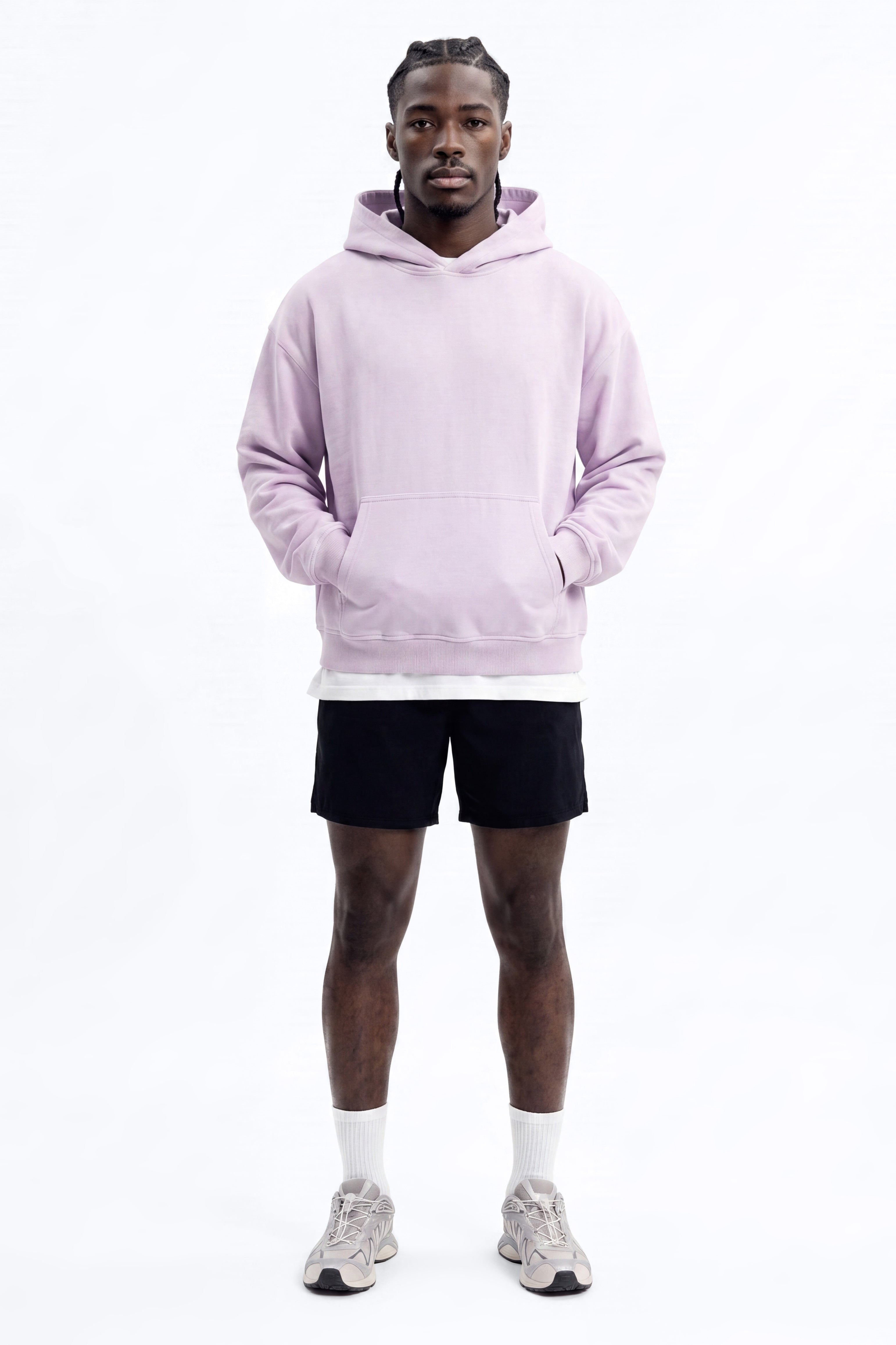 Soft Touch Washed Interlock Oversized Hoodie - Purple