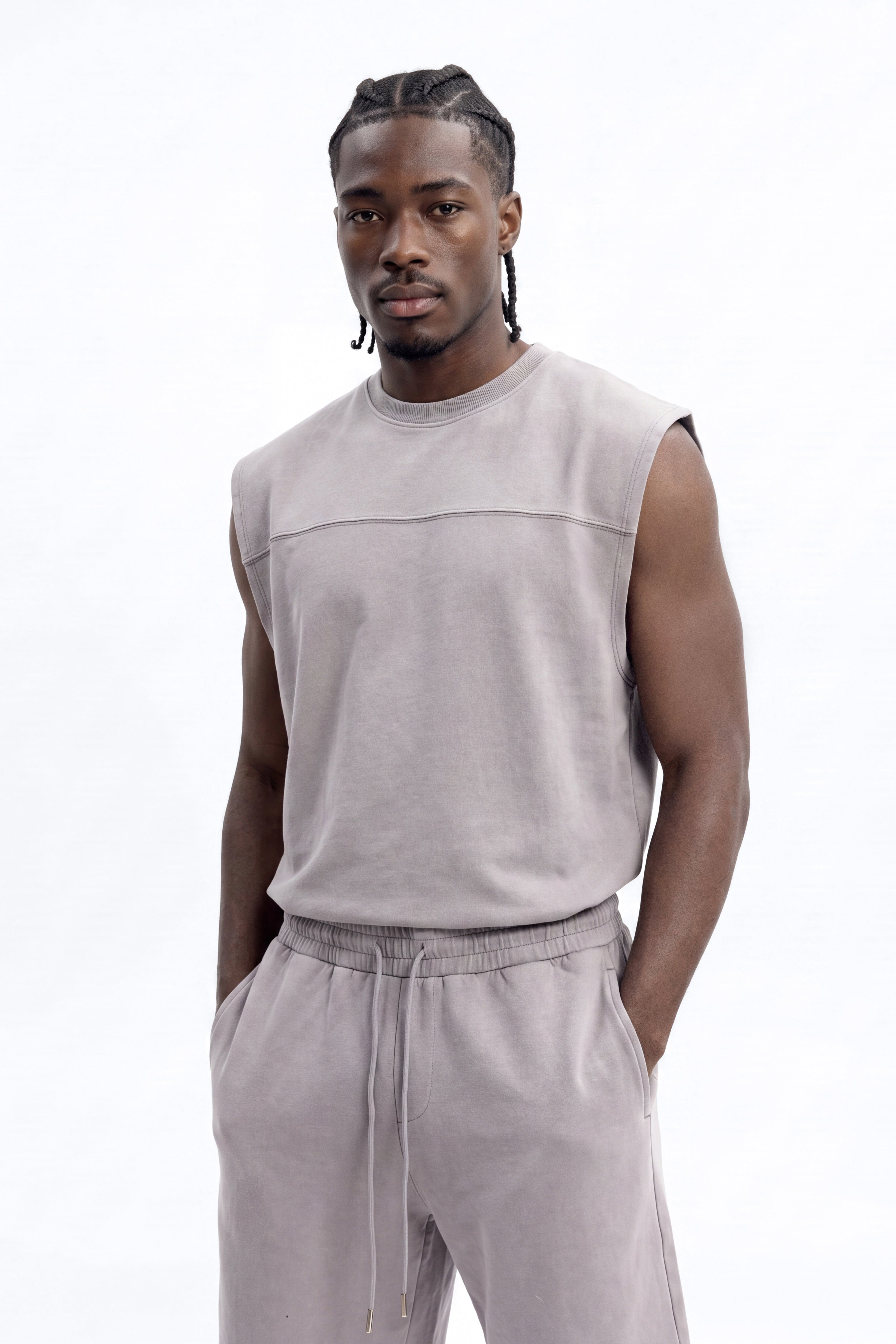 Soft Touch Washed Interlock Relaxed Sweatshort - Grey
