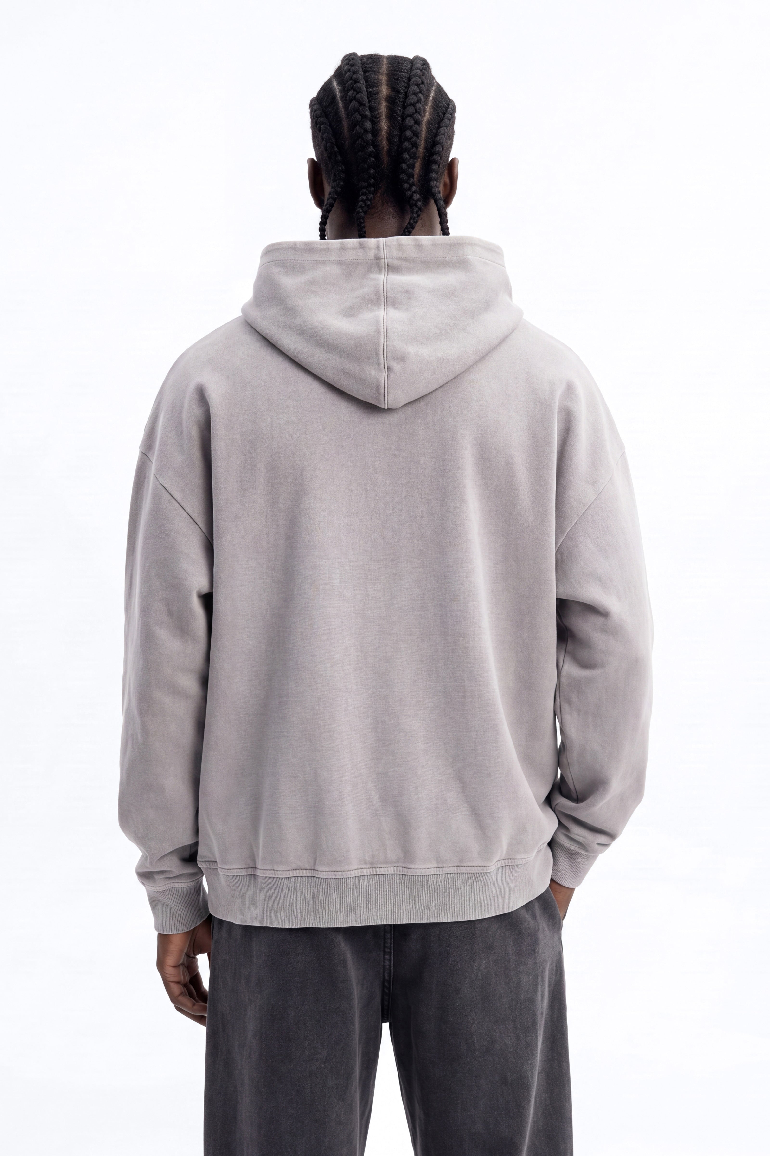 Soft Touch Washed Interlock Oversized Hoodie - Grey