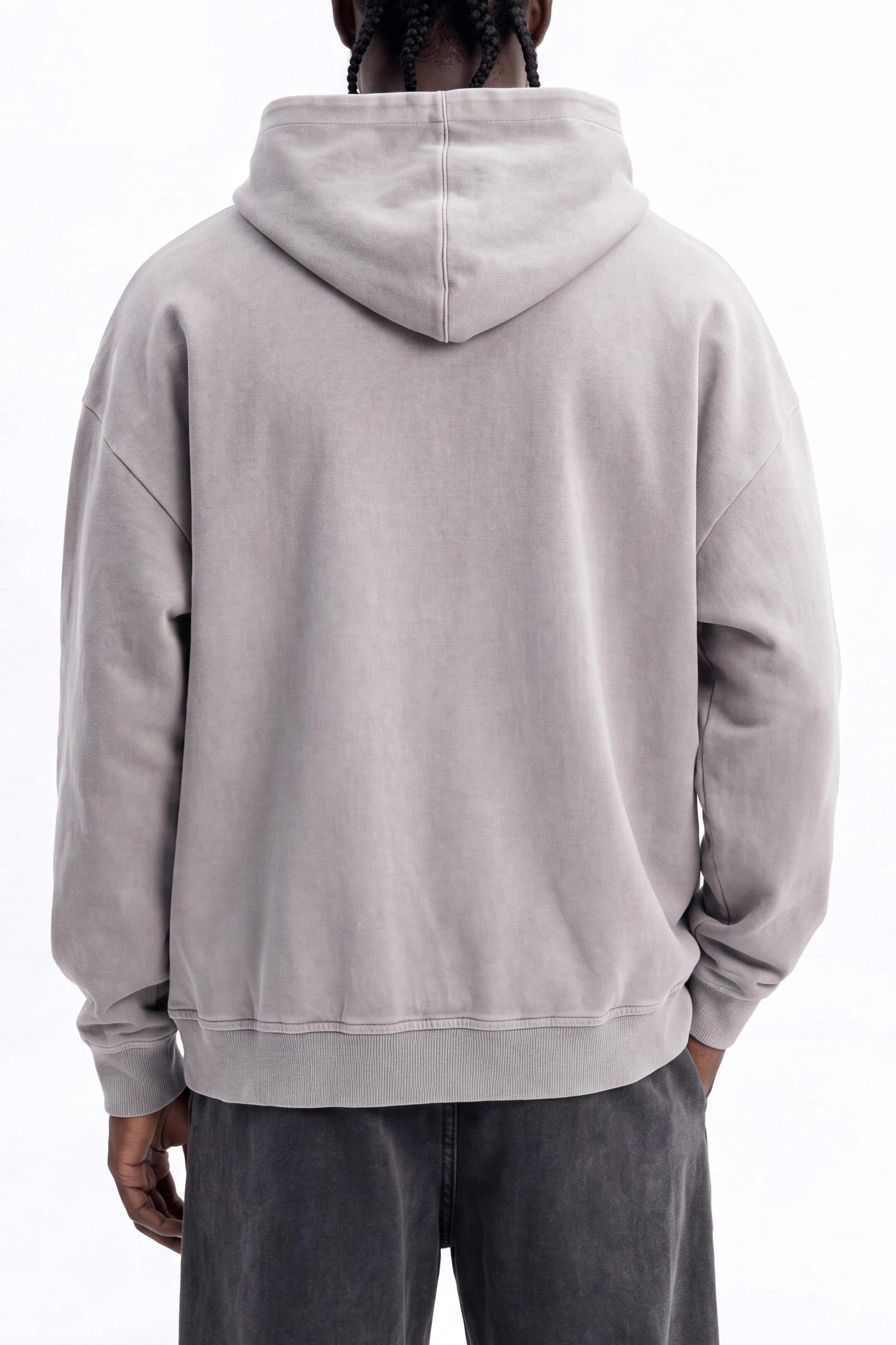 Soft Touch Washed Interlock Oversized Hoodie - Grey
