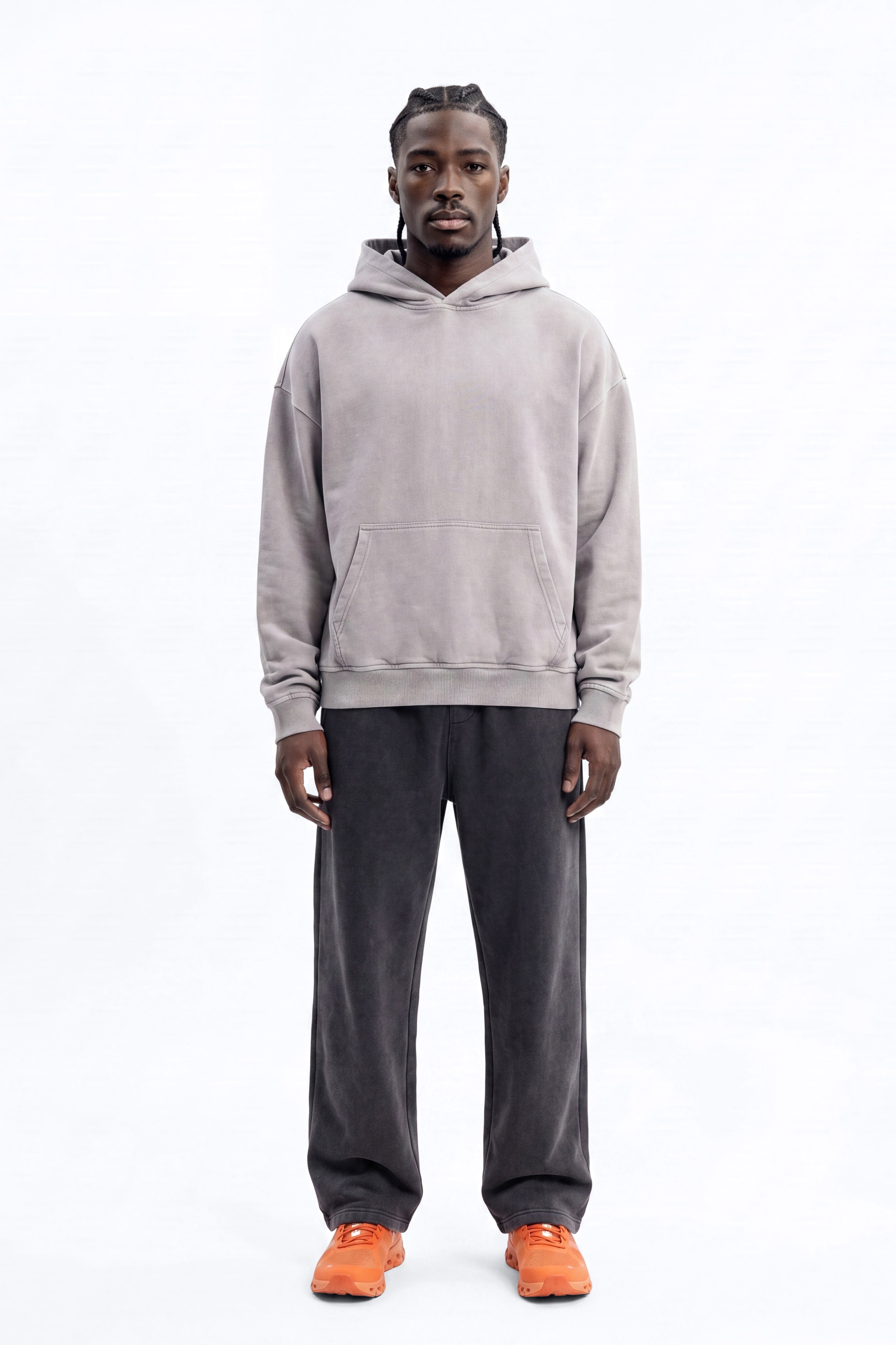 Soft Touch Washed Interlock Oversized Hoodie - Grey