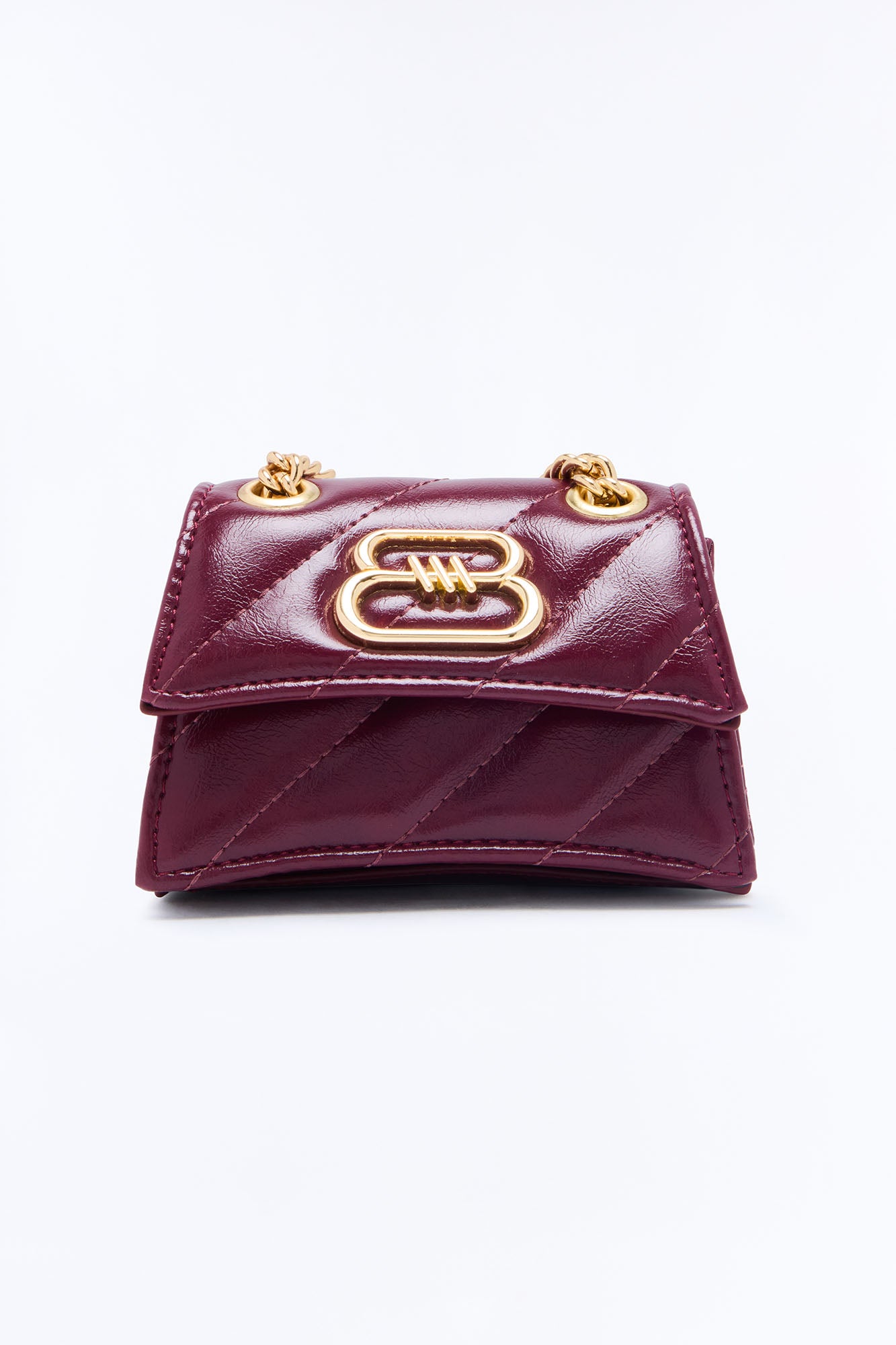 Go Crazy For It Quilted Faux Leather Handbag - Burgundy