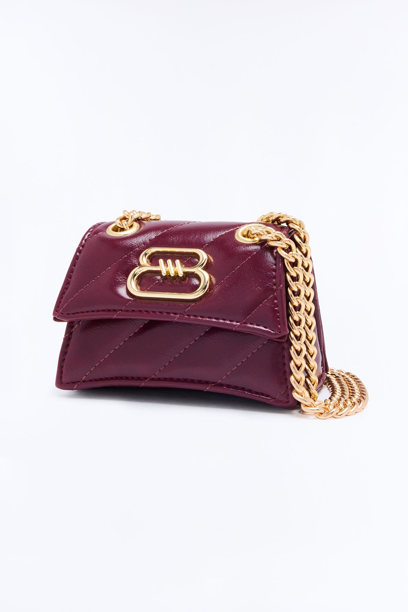 Go Crazy For It Quilted Faux Leather Handbag - Burgundy