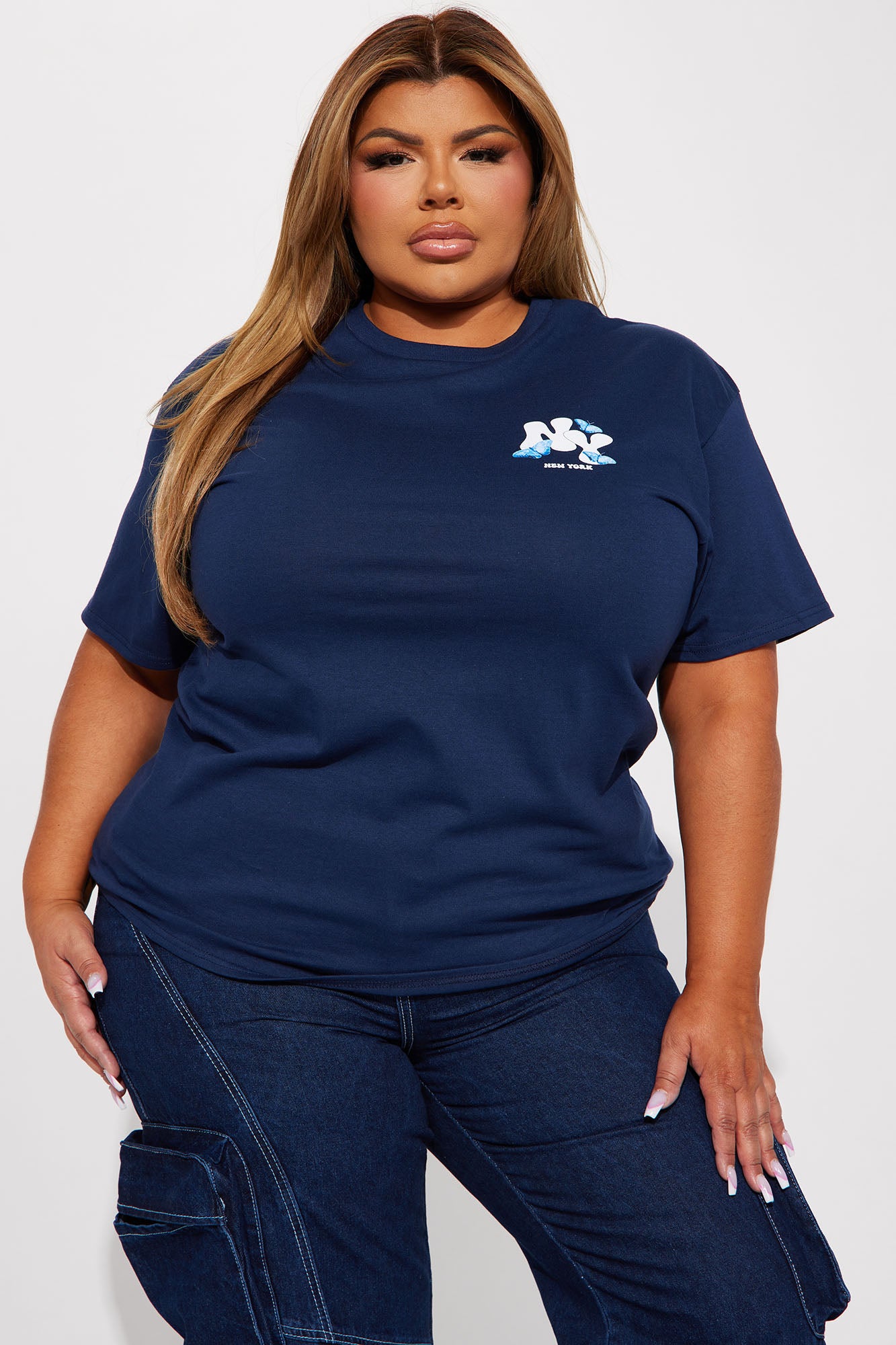 New York Butterfly Graphic Tshirt - Navy