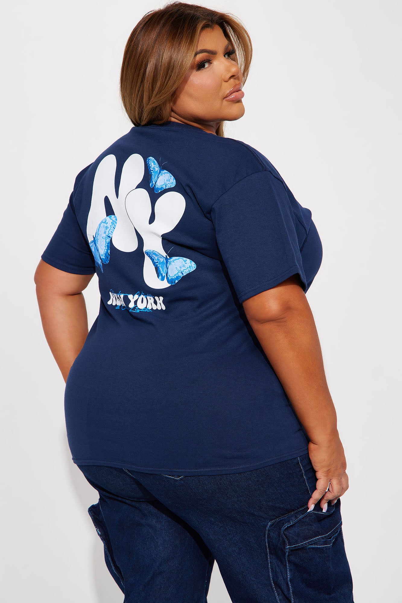 New York Butterfly Graphic Tshirt - Navy