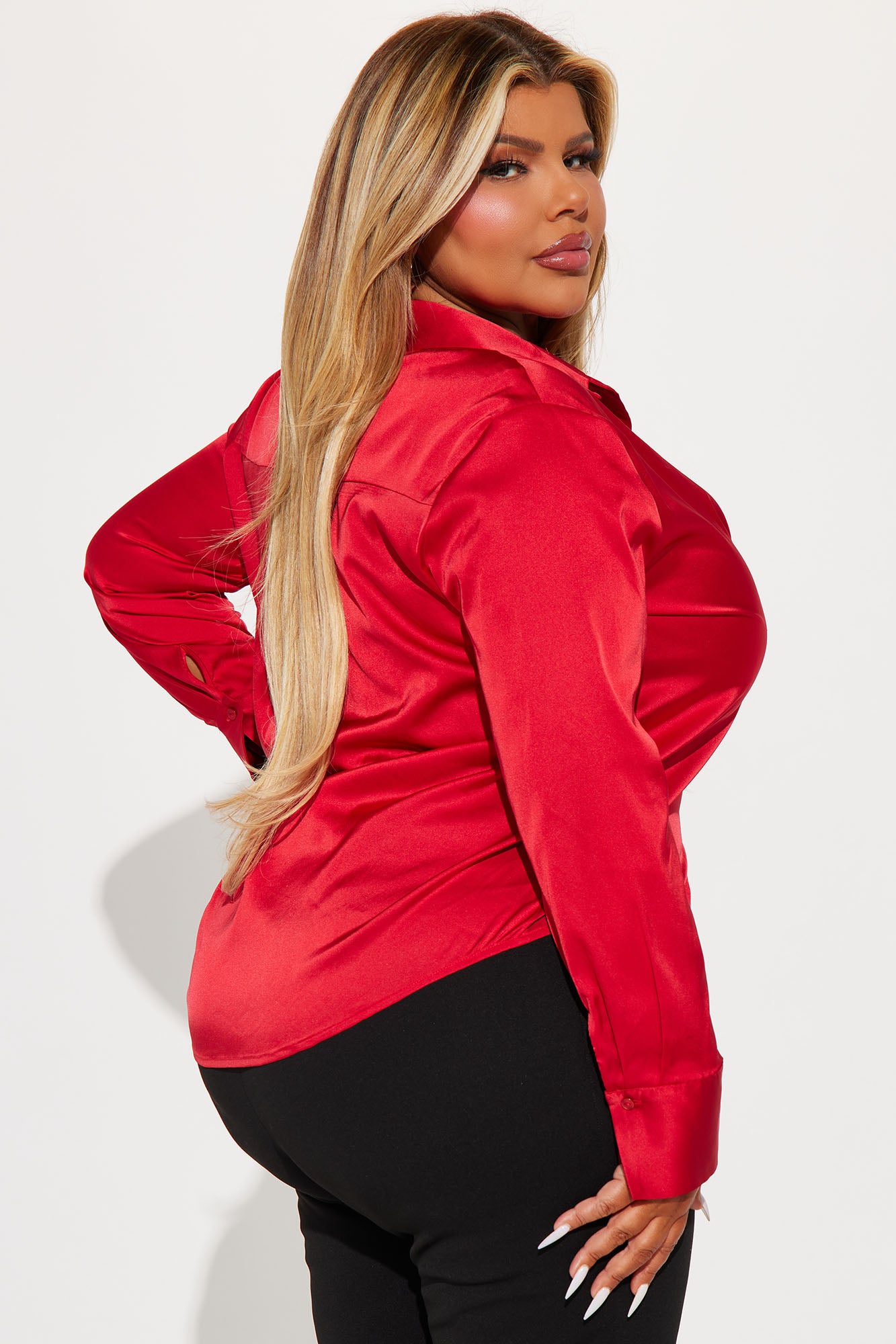 Feelin' Popular Satin Shirt - Wine