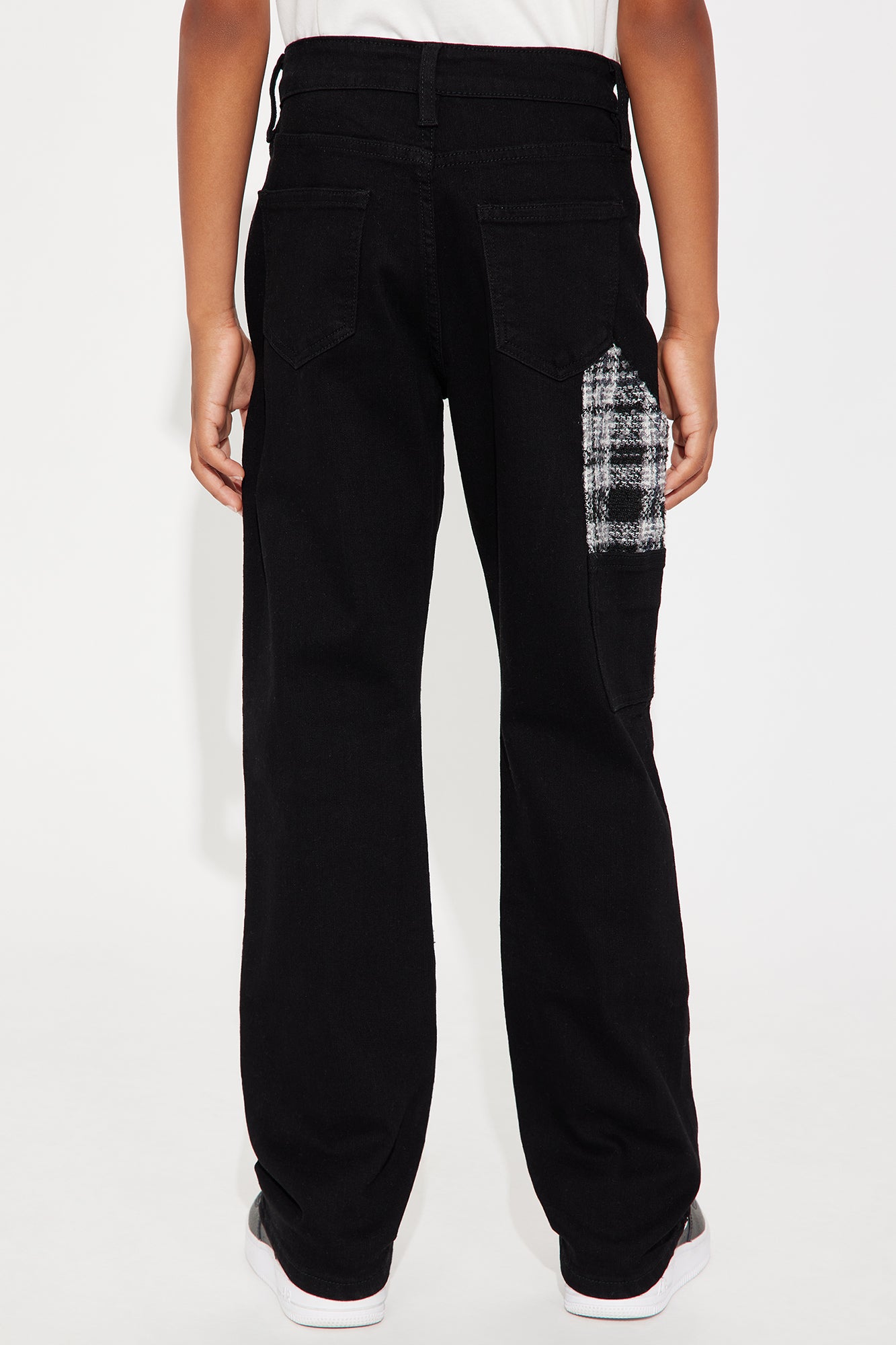 Mini Hard At Work Patchwork Straight Leg Jeans - Black