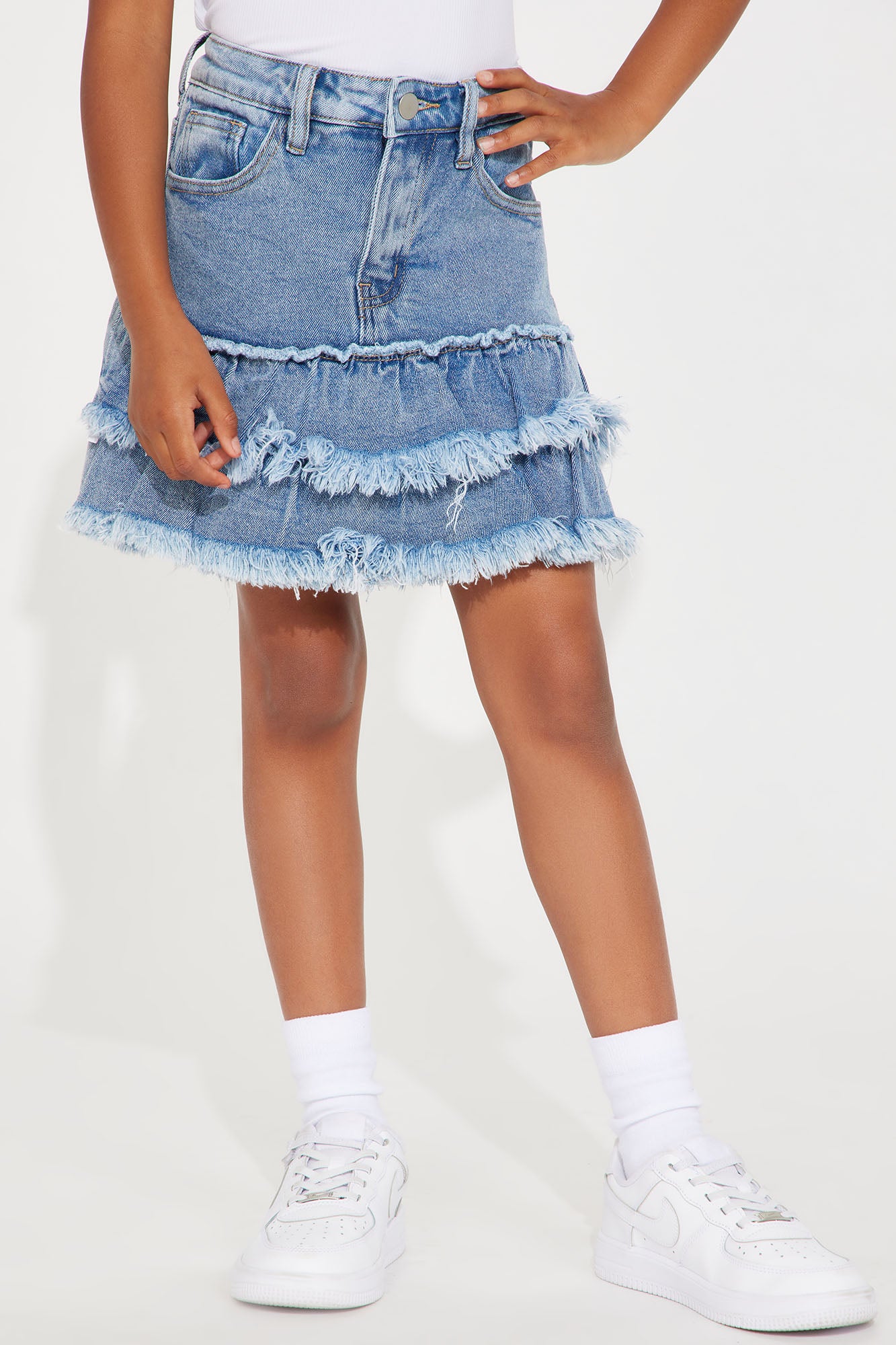 Mini Show You Off Denim Skort - Medium Blue Wash