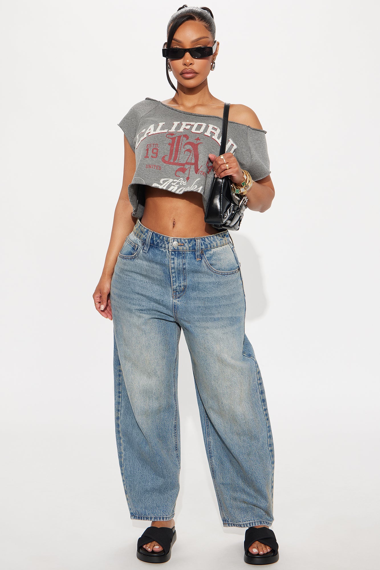 California Super Cropped Tee - Heather Grey