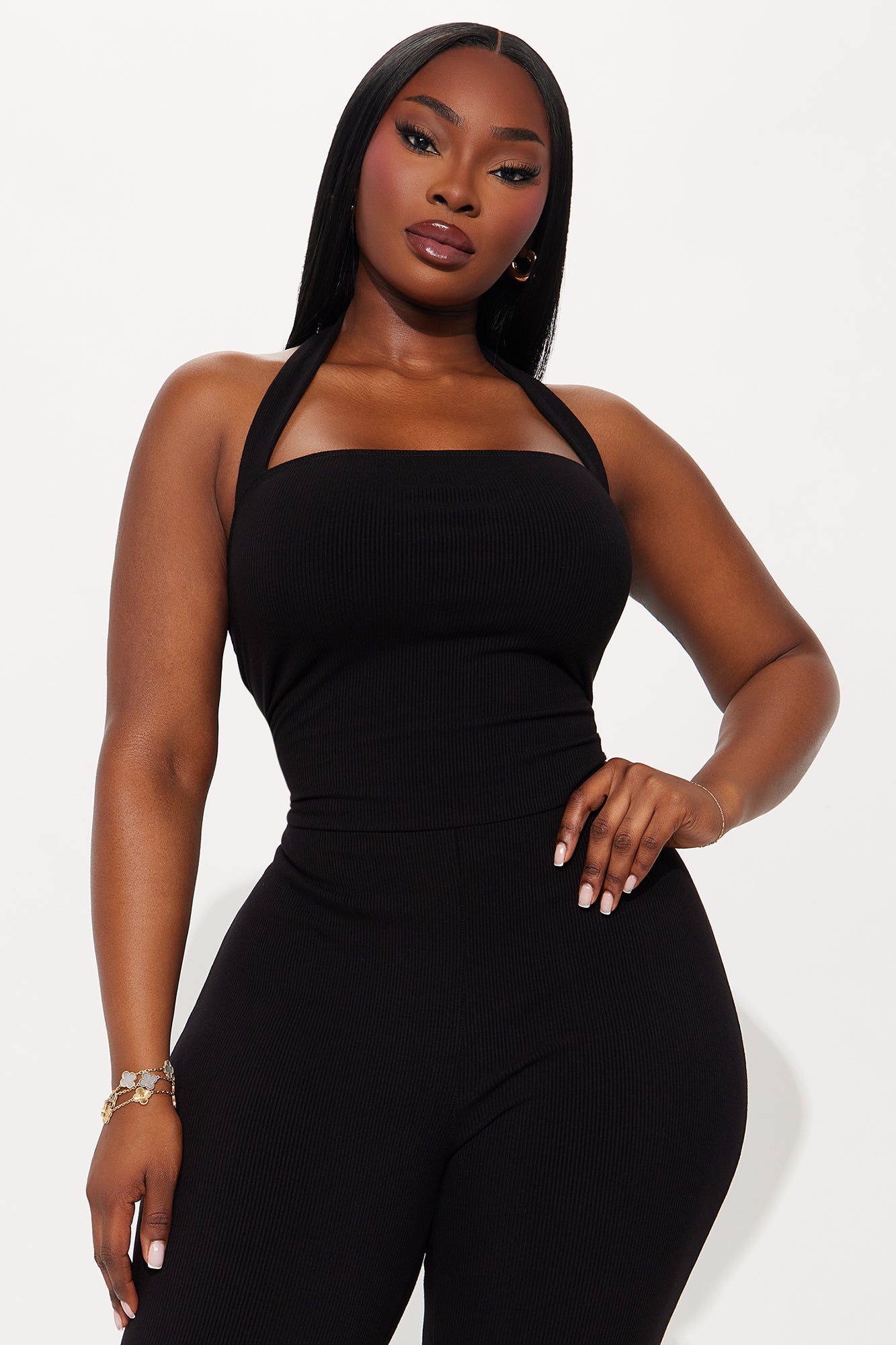 Amara Snatched Halter Jumpsuit - Black