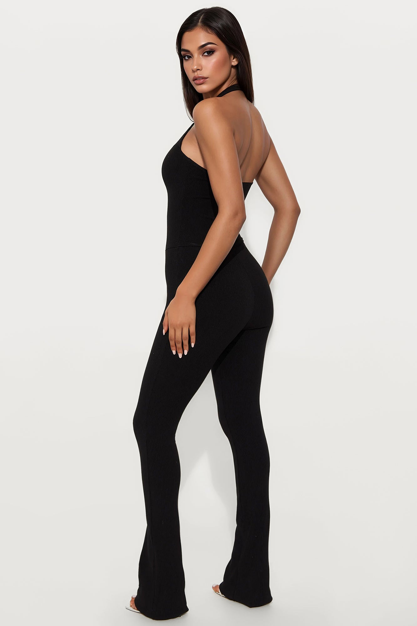 Amara Snatched Halter Jumpsuit - Black