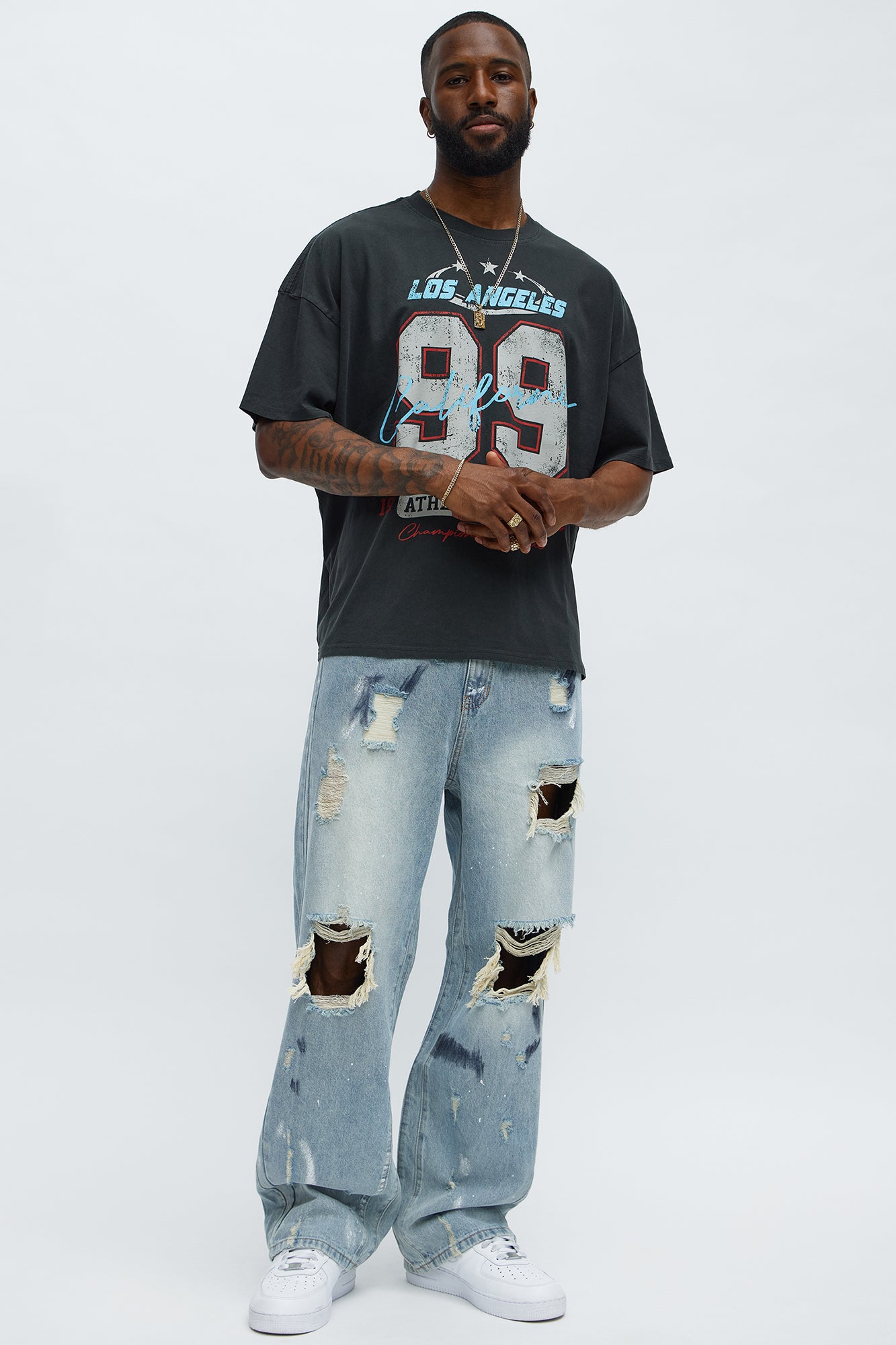 LA Athletics Team 99 Oversized Short Sleeve Tee - Black Wash