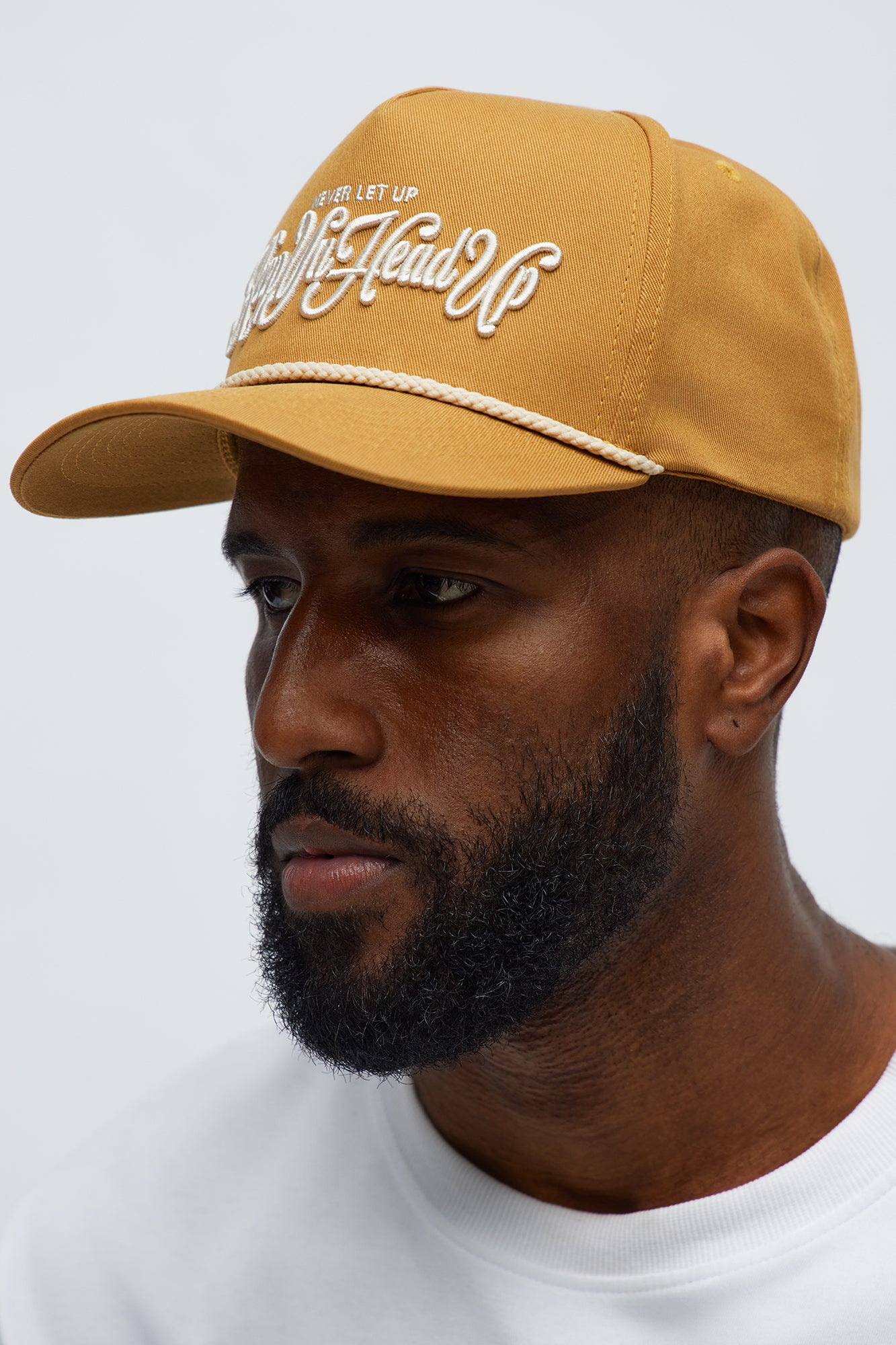 Never Let Up Structured Snapback Hat - Mustard