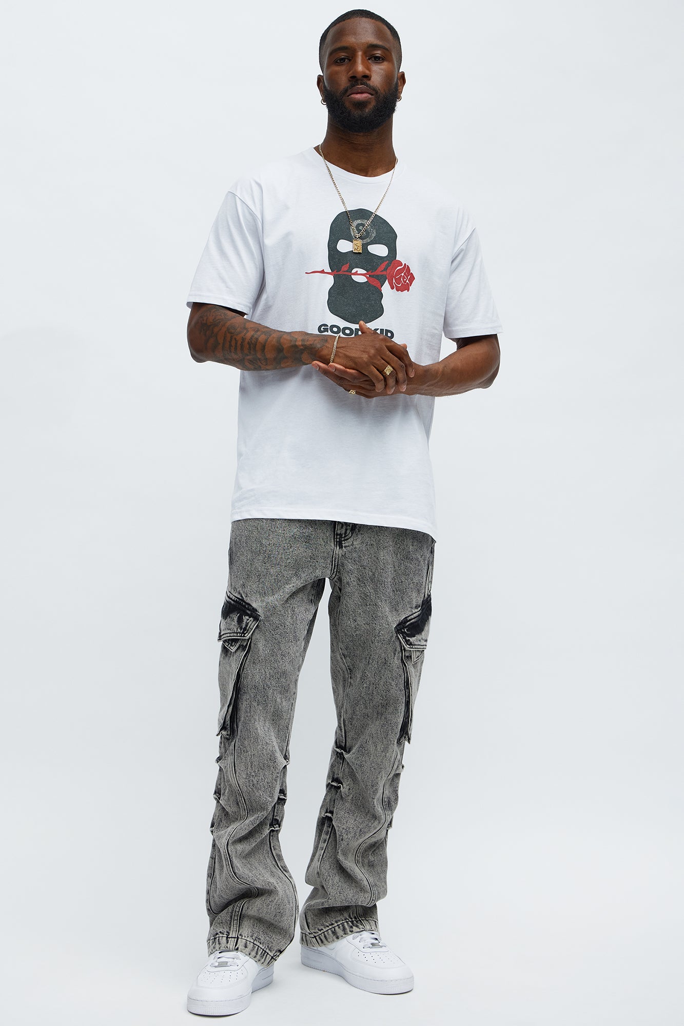 Stacked Slim Flare Street Edge Cargo Jeans - Black Wash