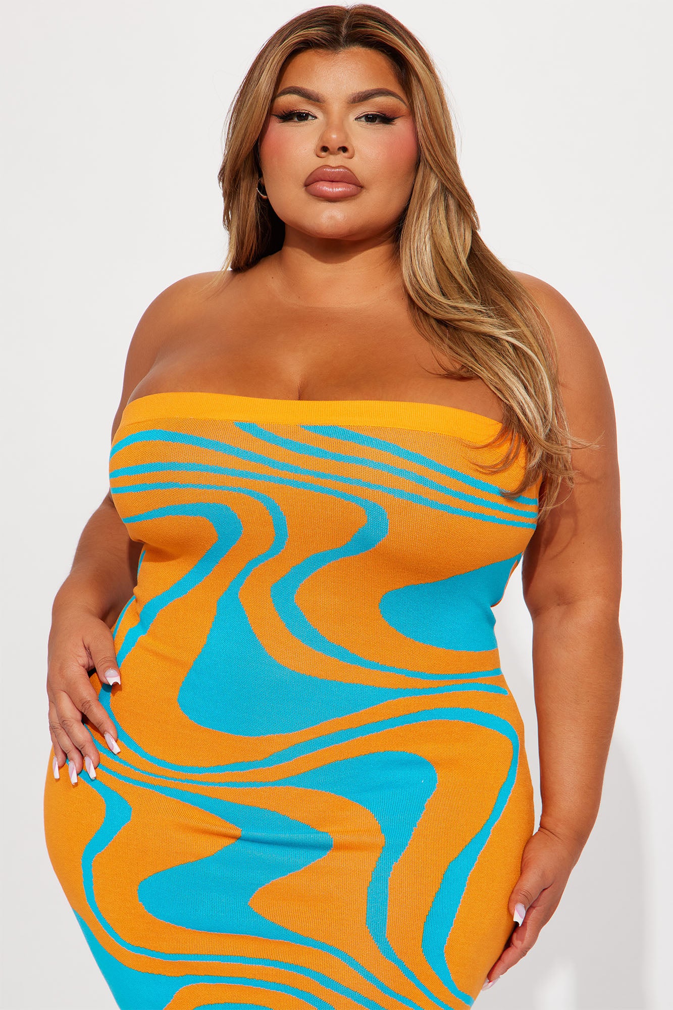Breezy Knit Maxi Dress - Orange/combo