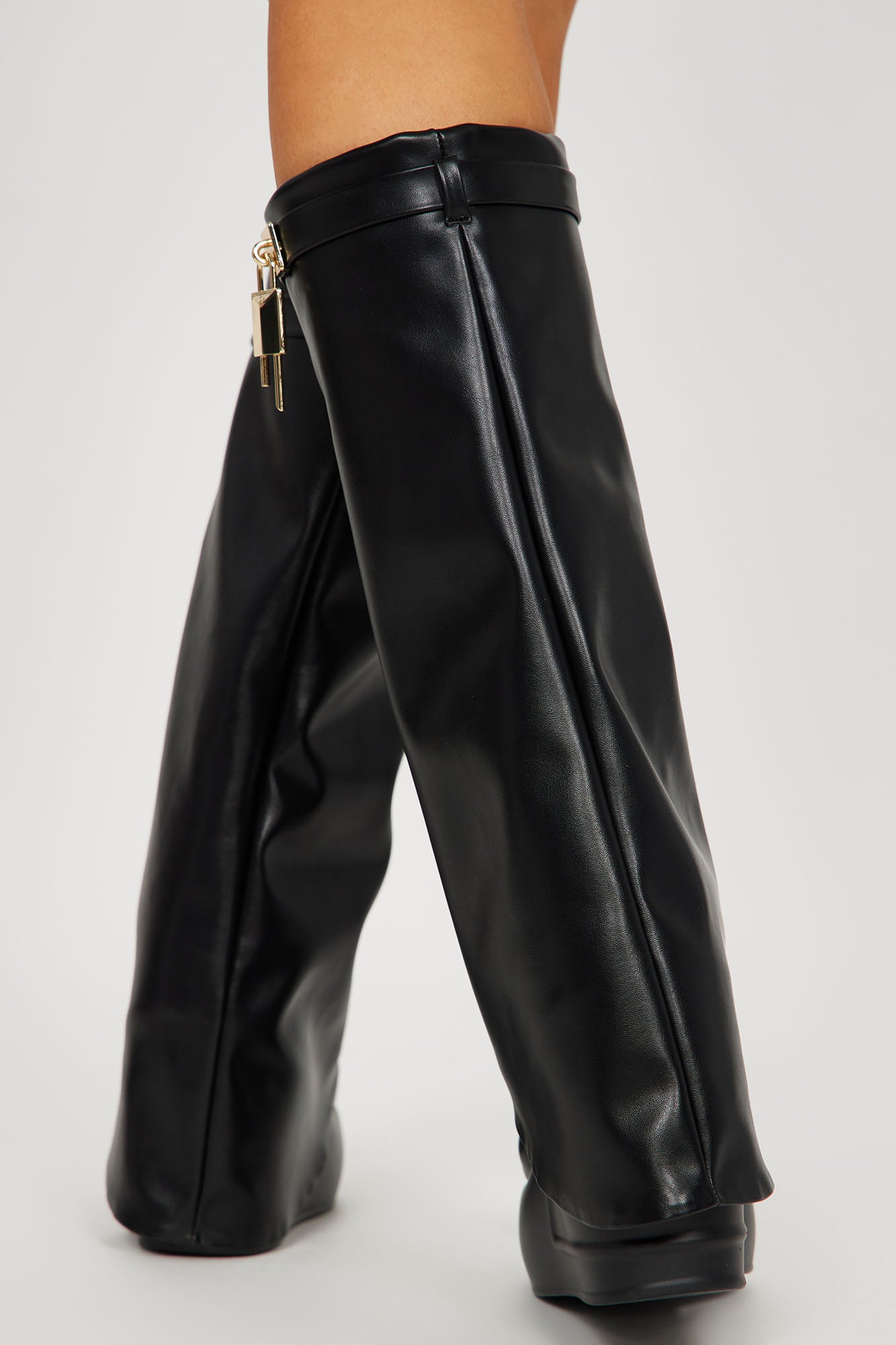 Taytum Overlay Wedge Boots - Black