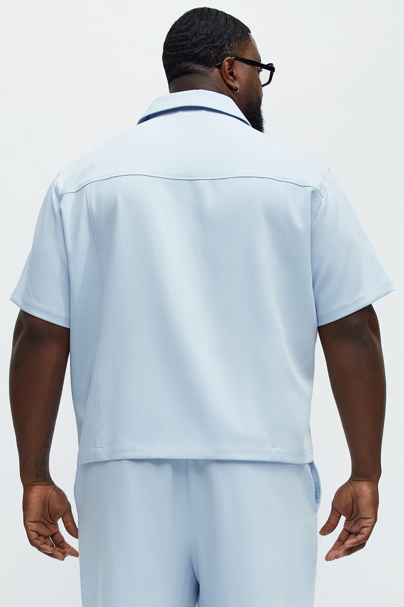 Cropped Ronan Weekender Button Up Shirt - Light Blue