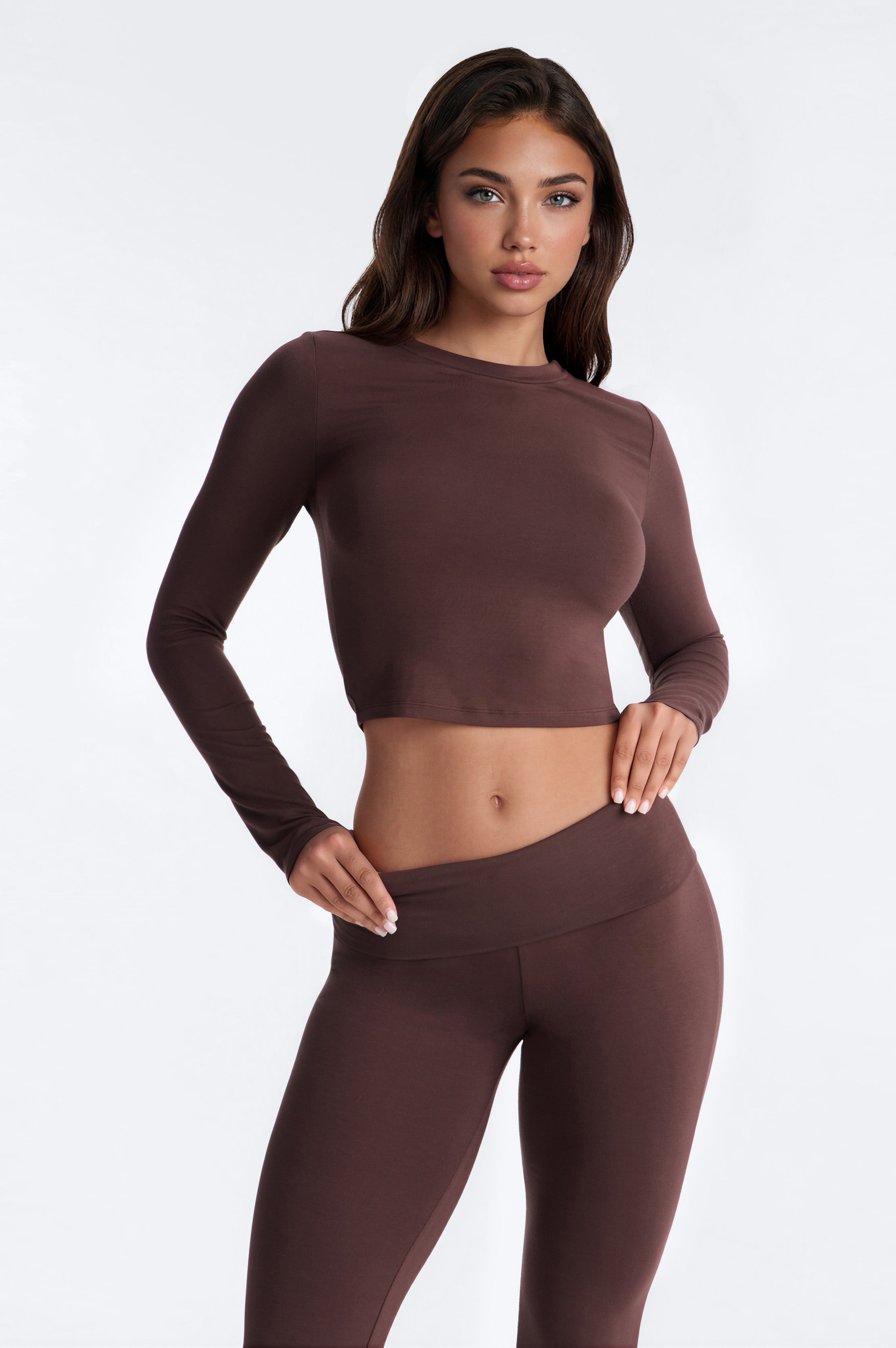 Lily Foldover Pant Set - Chocolate